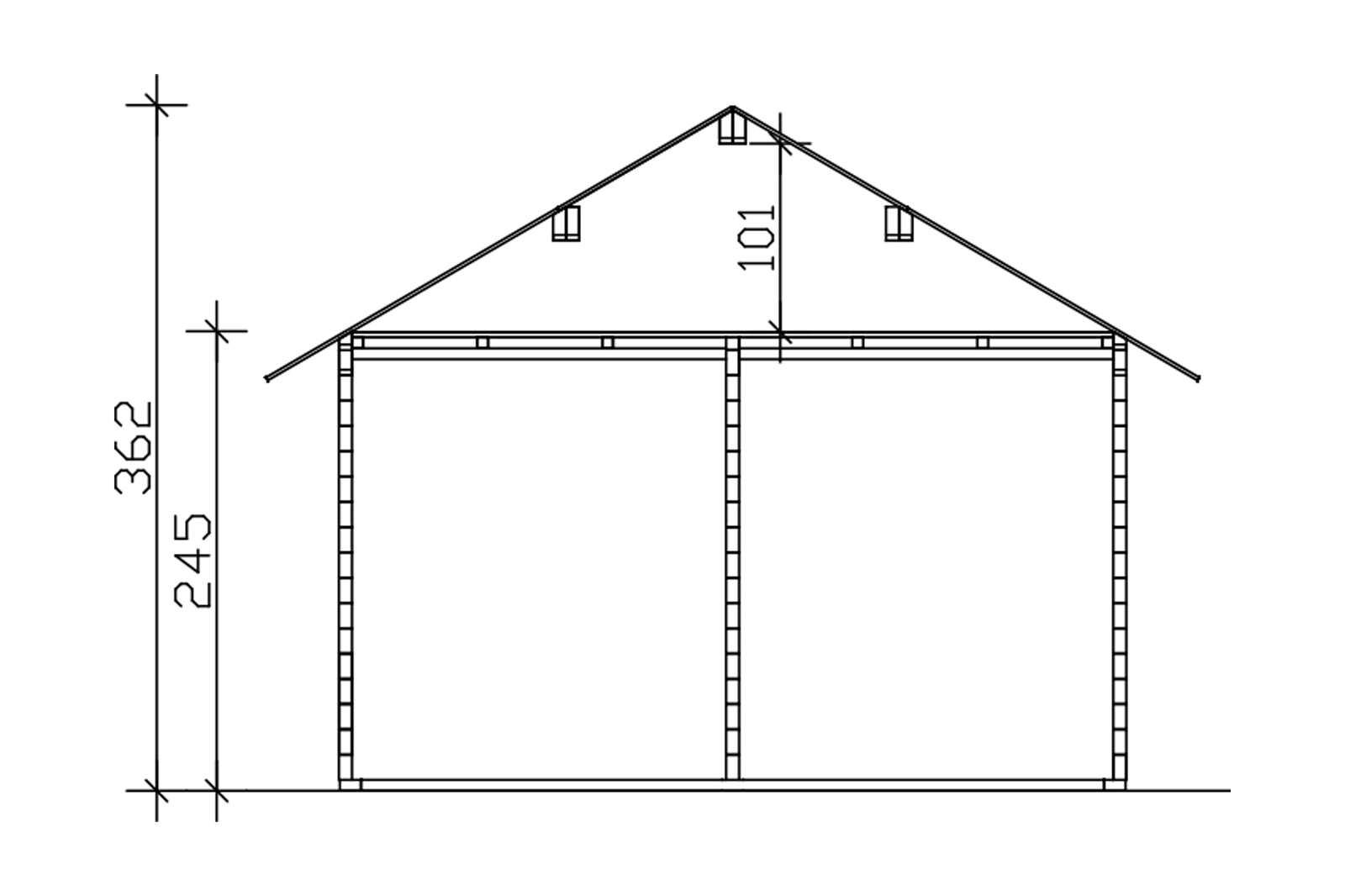 Log cabin Toronto 2, 420 x 560 cm, untreated