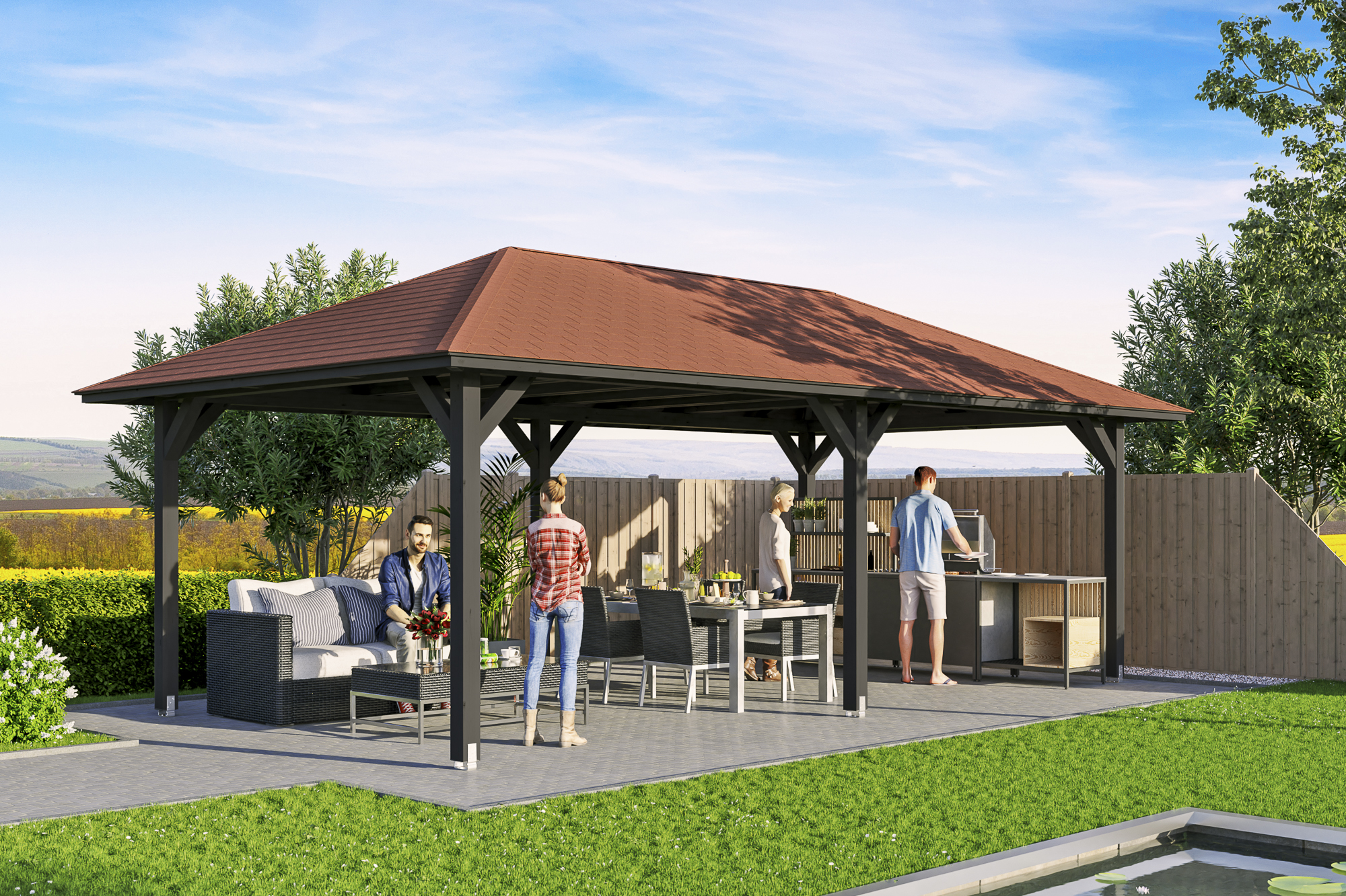 Ambientebild: Pavillon Orleans 2, farblich behandelt in anthrazit