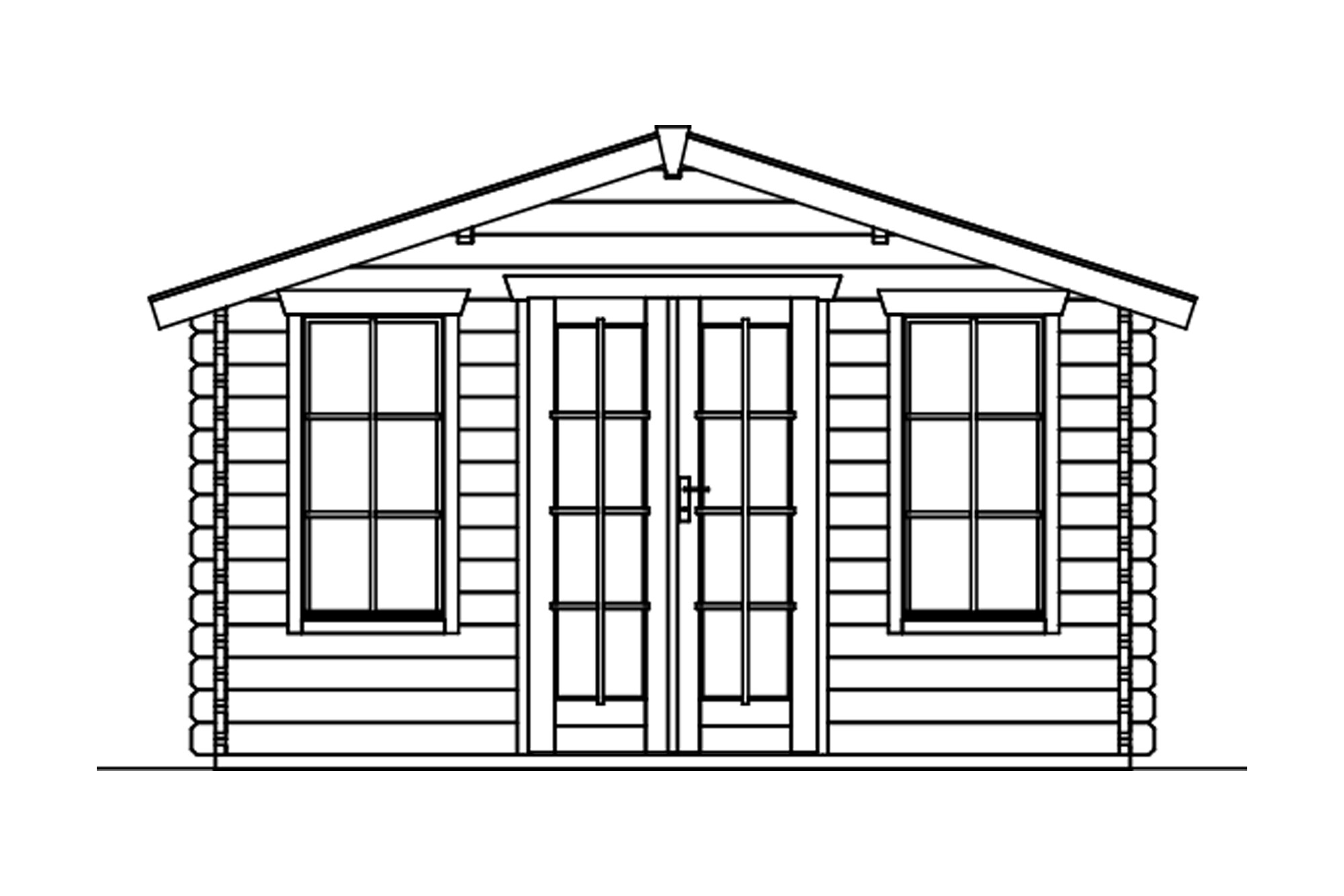 Log cabin Trondheim 1, 380 x 300 cm, untreated