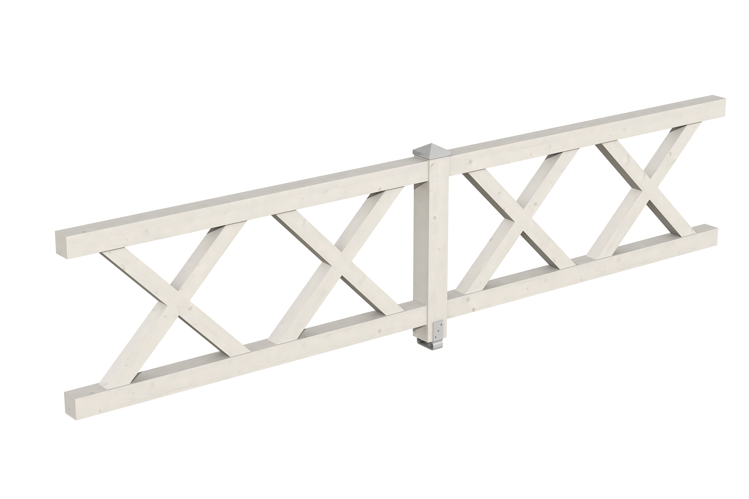 Brüstung Andreaskreuz 400 x 84 cm, Fichte, weiß