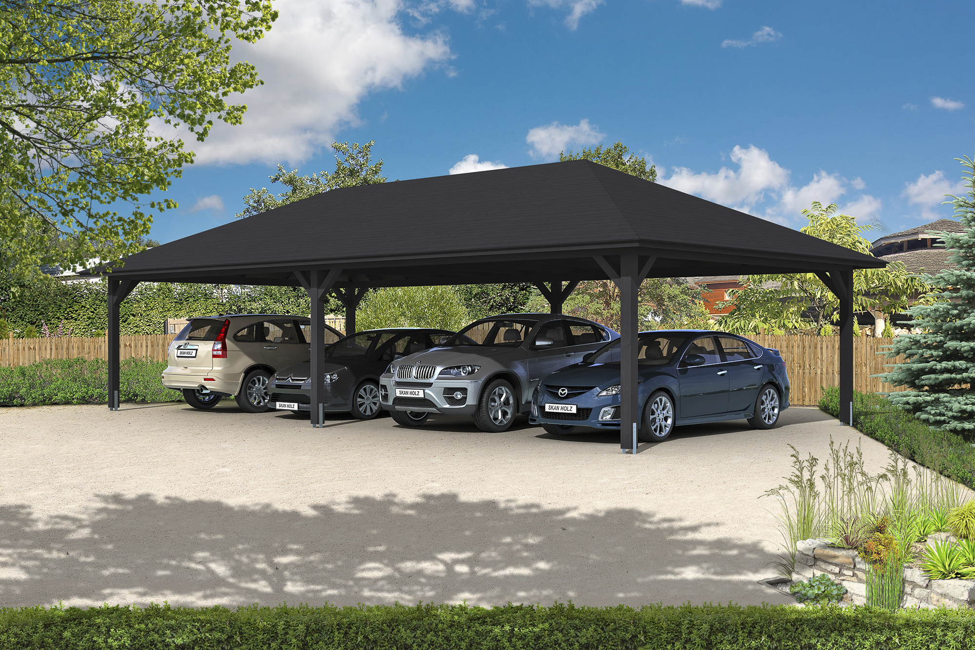 Ambientebild: Carport Taunus Größe 4, farblich behandelt in anthrazit