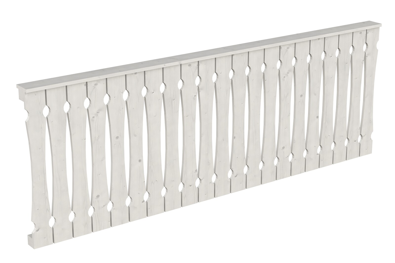 Balustrade panneau ajouré 270 x 96 cm, bois d'épinette, traitement coloré blanc