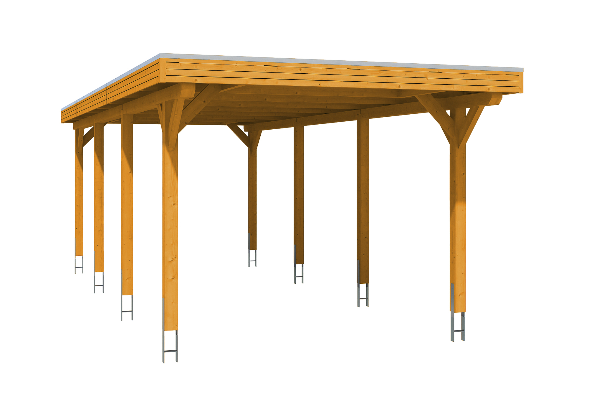Produktbild: Carport Spessart 355 x 846 cm, farblich behandelt in eiche hell