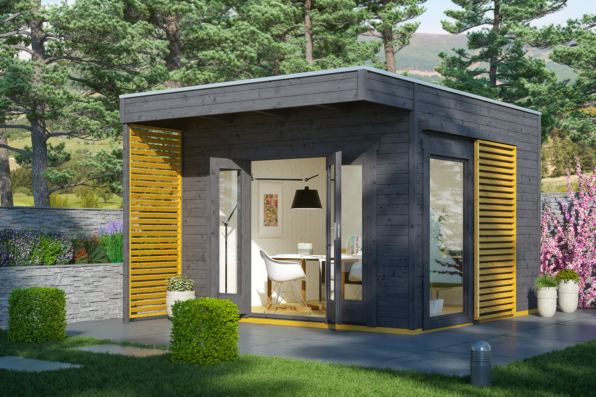 Summer house Tokio 2, 340 x 340 cm, insulated, slate-grey