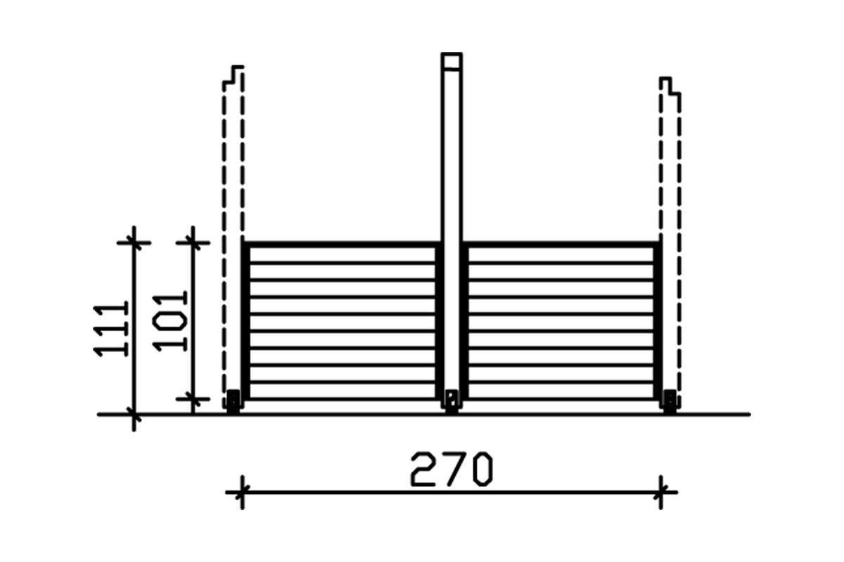 Leuning voor paviljoen Toulouse 270 x 106 cm, sparrenhout, onbehandeld