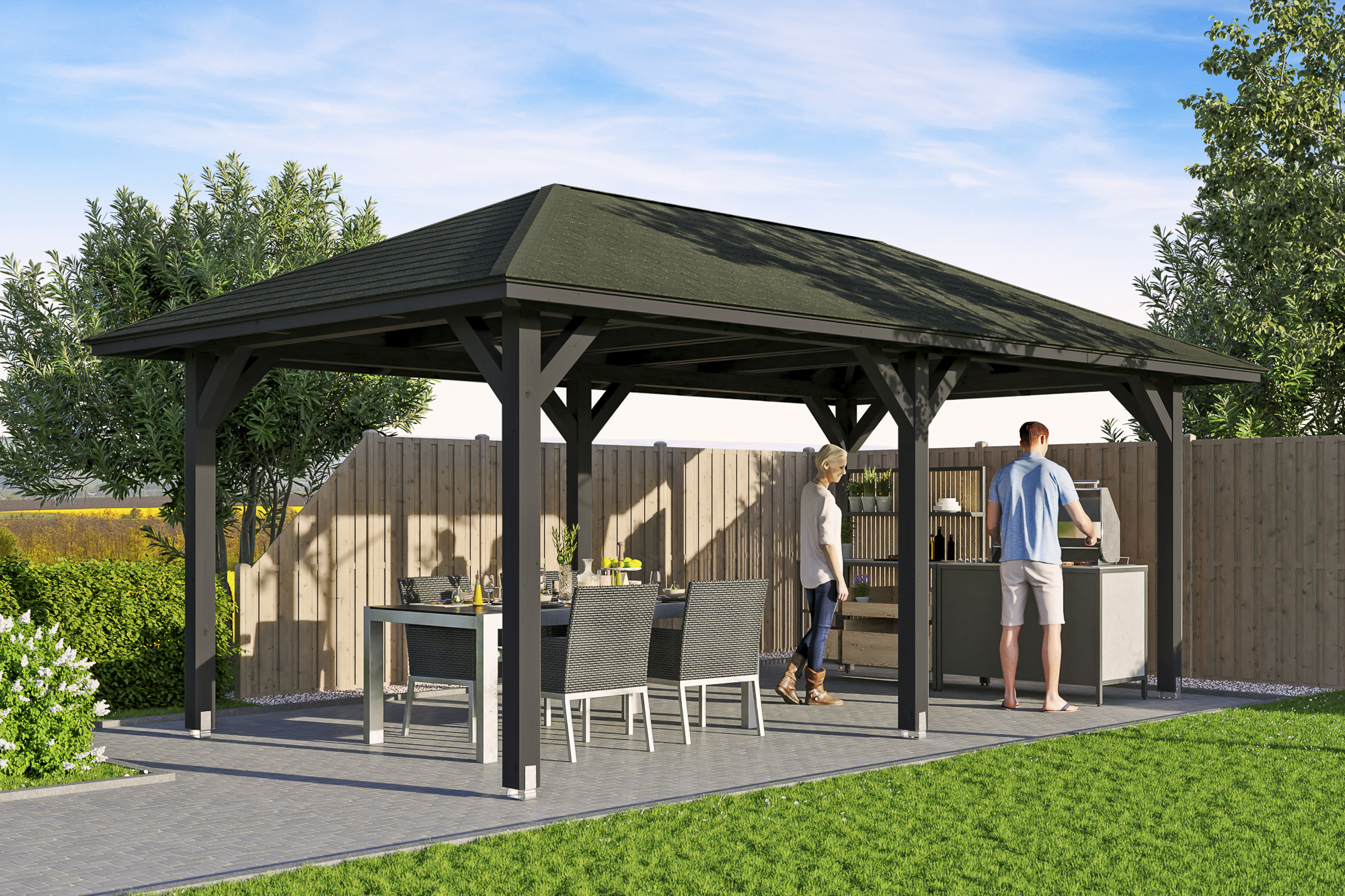 Ambientebild: Pavillon Orleans 1, farblich behandelt in anthrazit