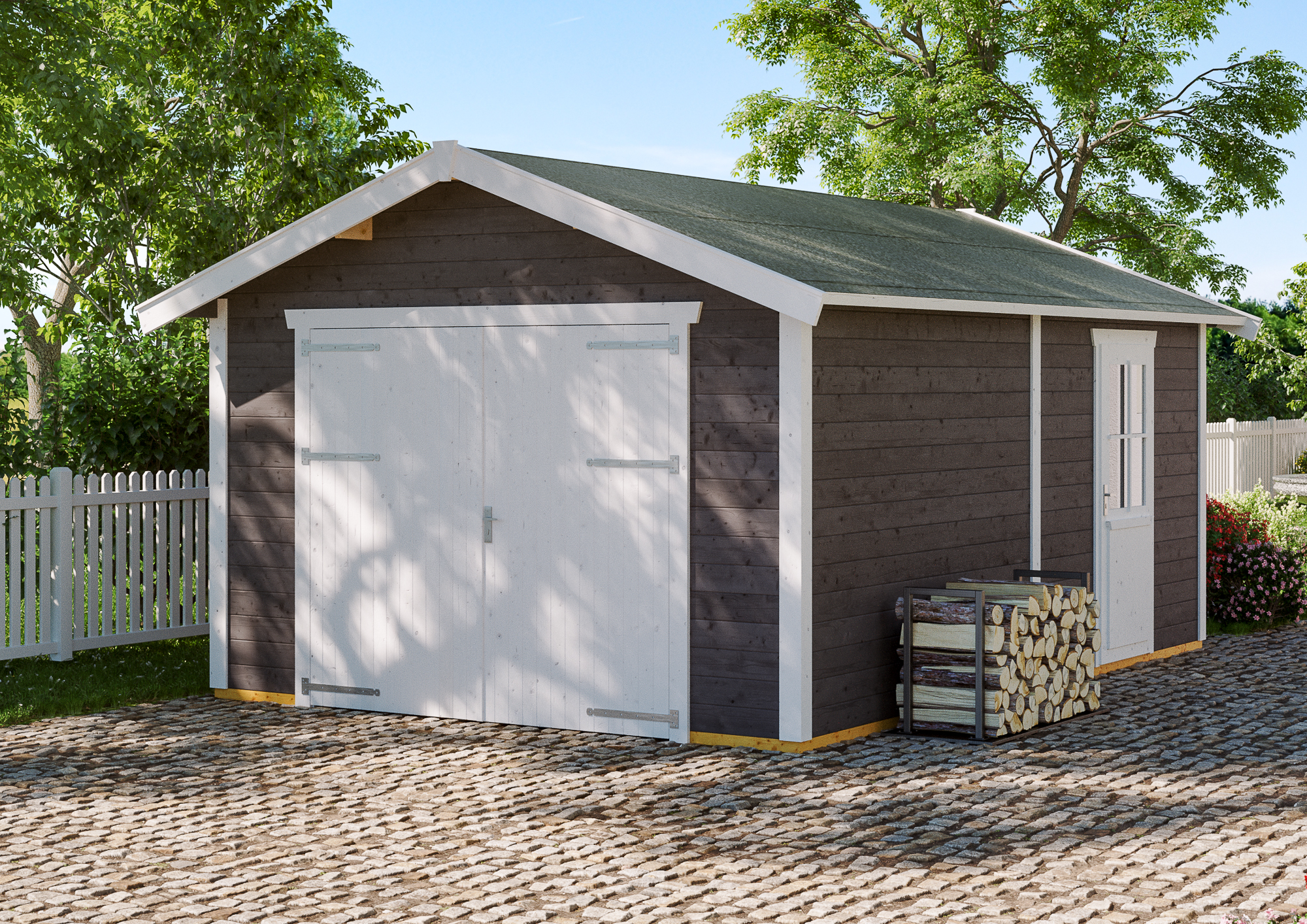 Holzgarage Varberg 1, 370 x 525 cm, schiefergrau