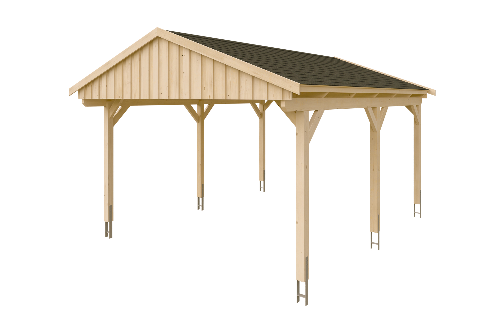 Produktbild: Carport Fichtelberg 423 x 566 cm, mit schwarzen Dachschindeln