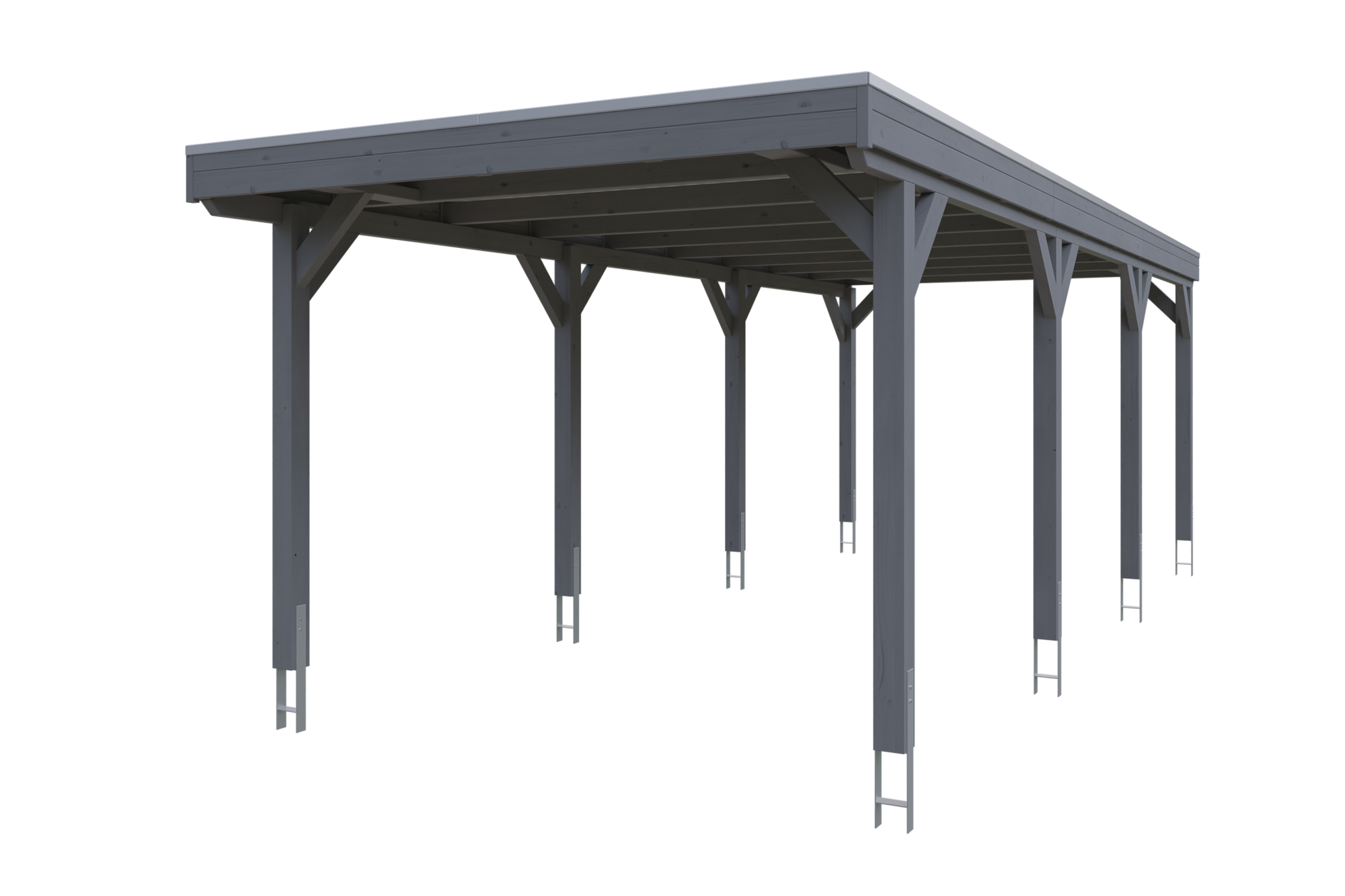 Produktbild: Carport Grunewald 321 x 796 cm, farblich behandelt in schiefergrau
