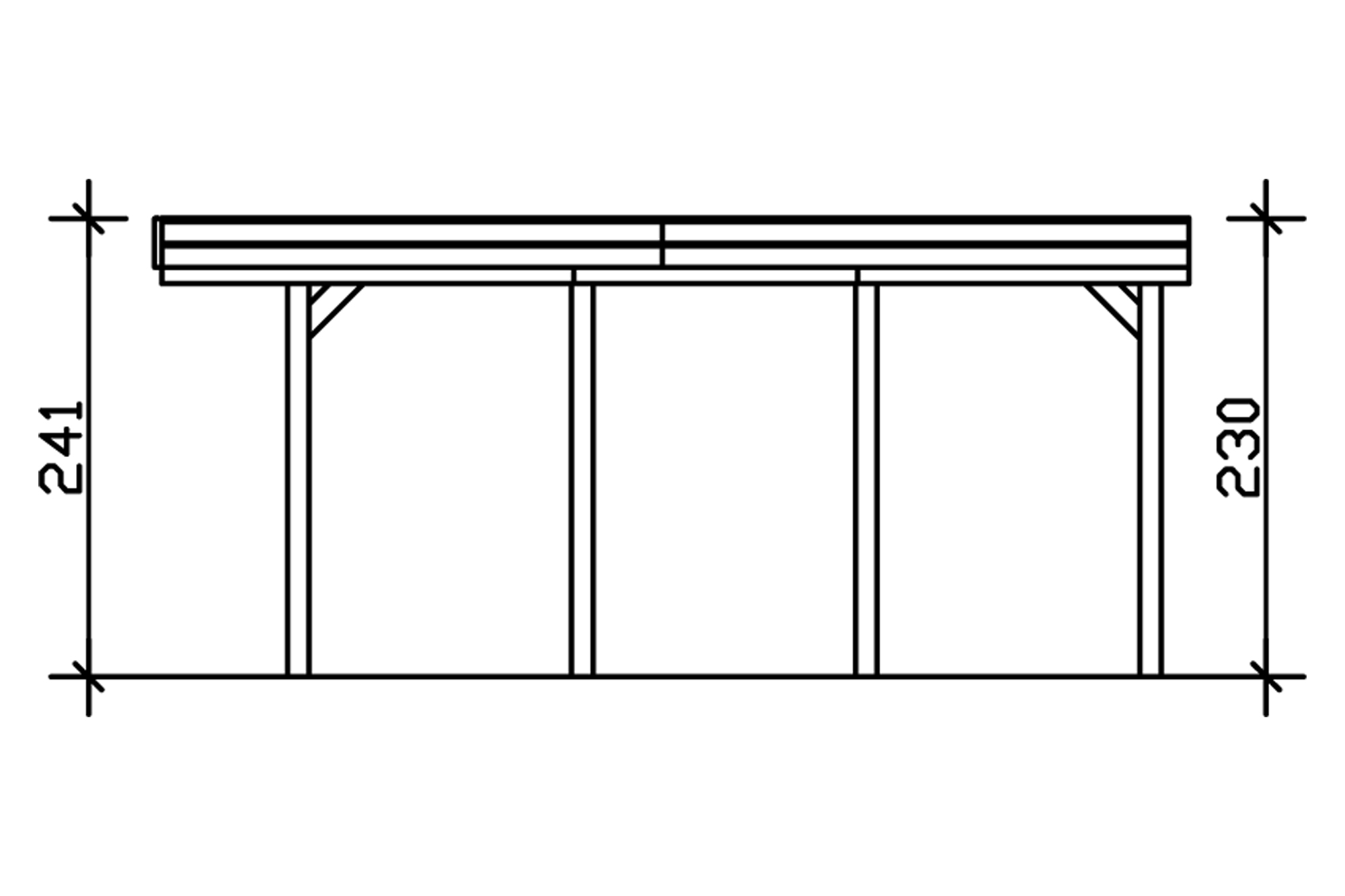 Carport Friesland 397 x 555 cm, gelakt in noten, met dakbetimmering en EPDM-folie