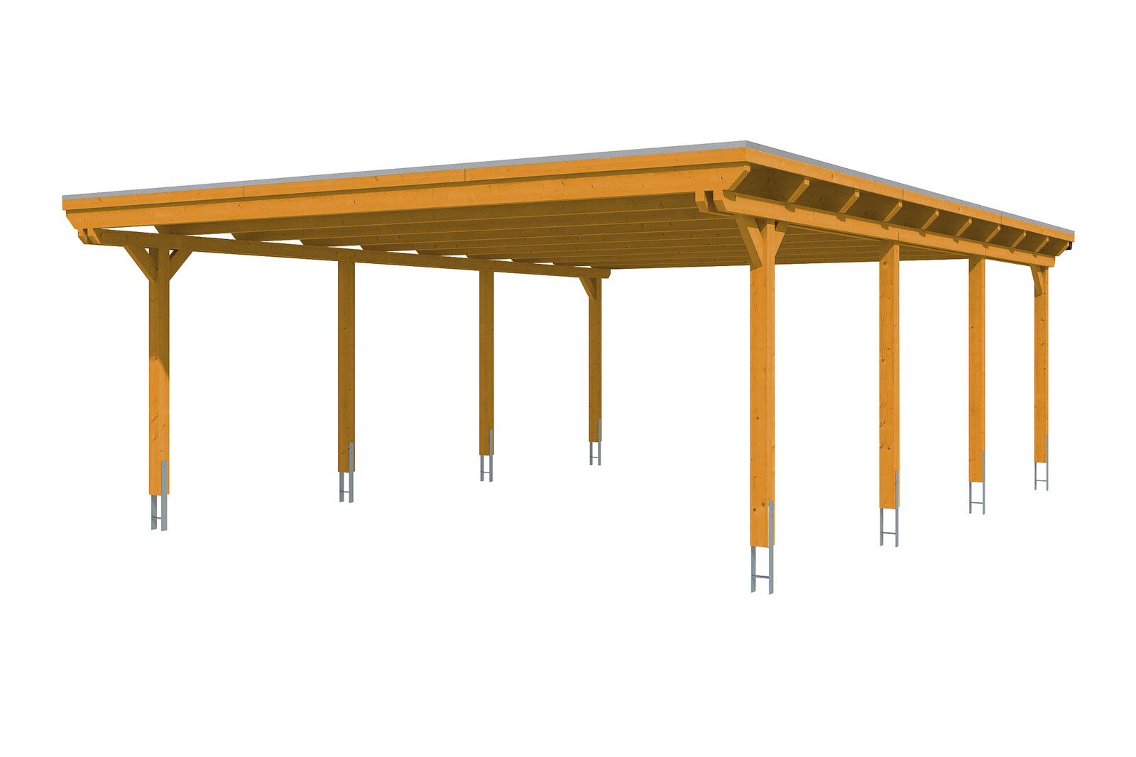 Carport Emsland 613 x 846 cm mit Aluminiumdach, eiche hell