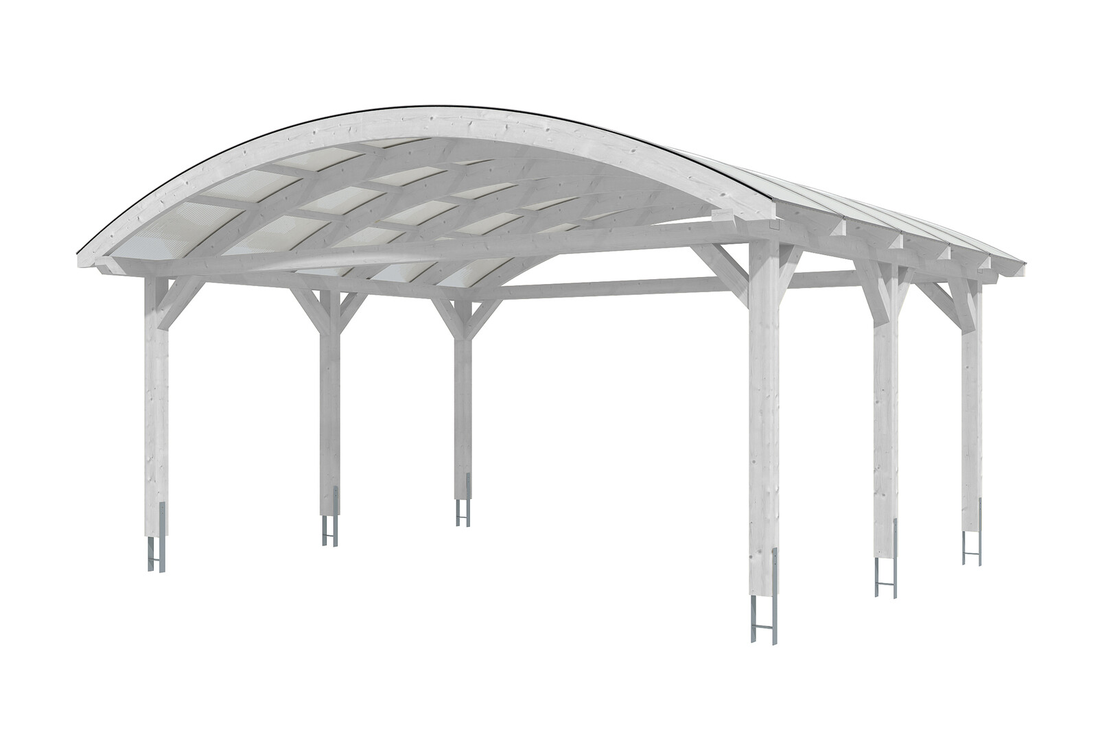 Carport FRANKEN 635x541cm, bois lamellé-collé, traitement coloré blanc