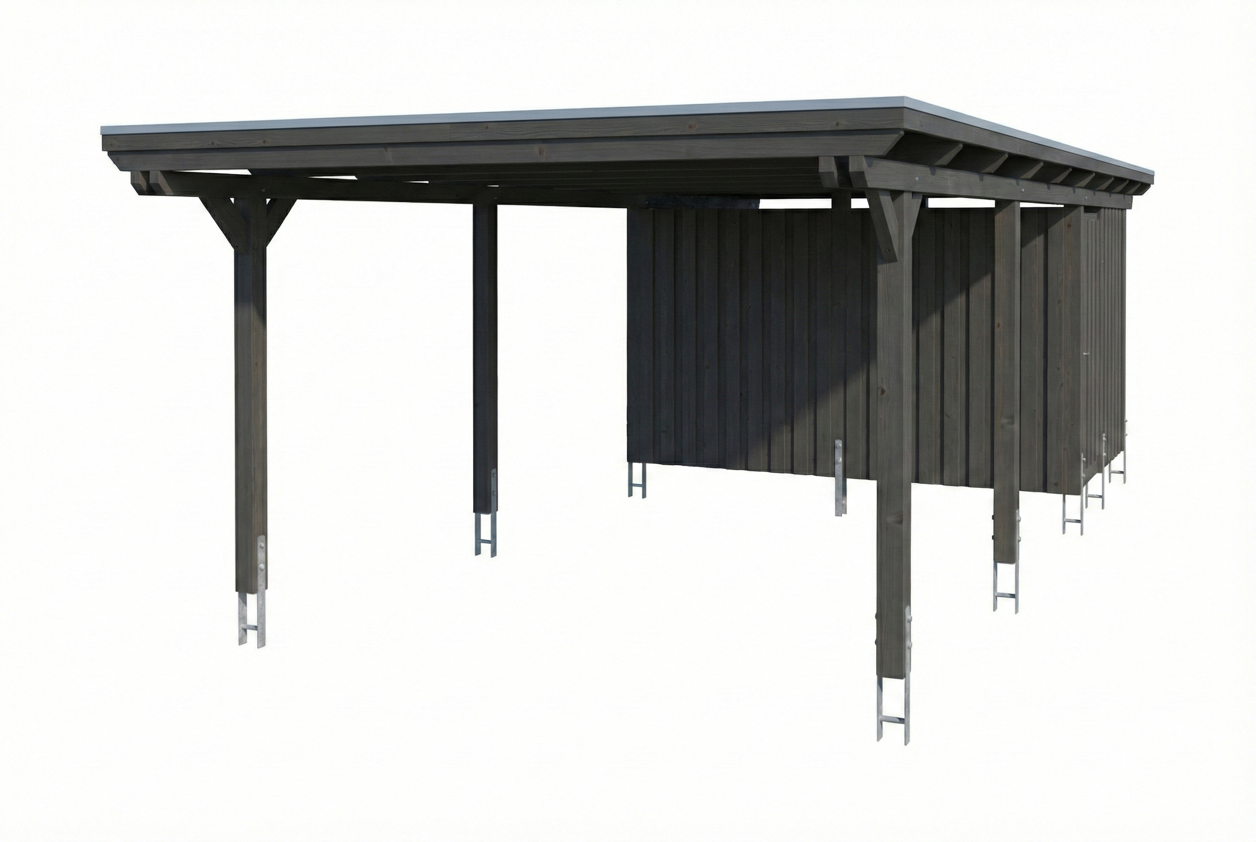 Carport Emsland 402 x 846 cm met EPDM dak, met bergruimte, leigrijs