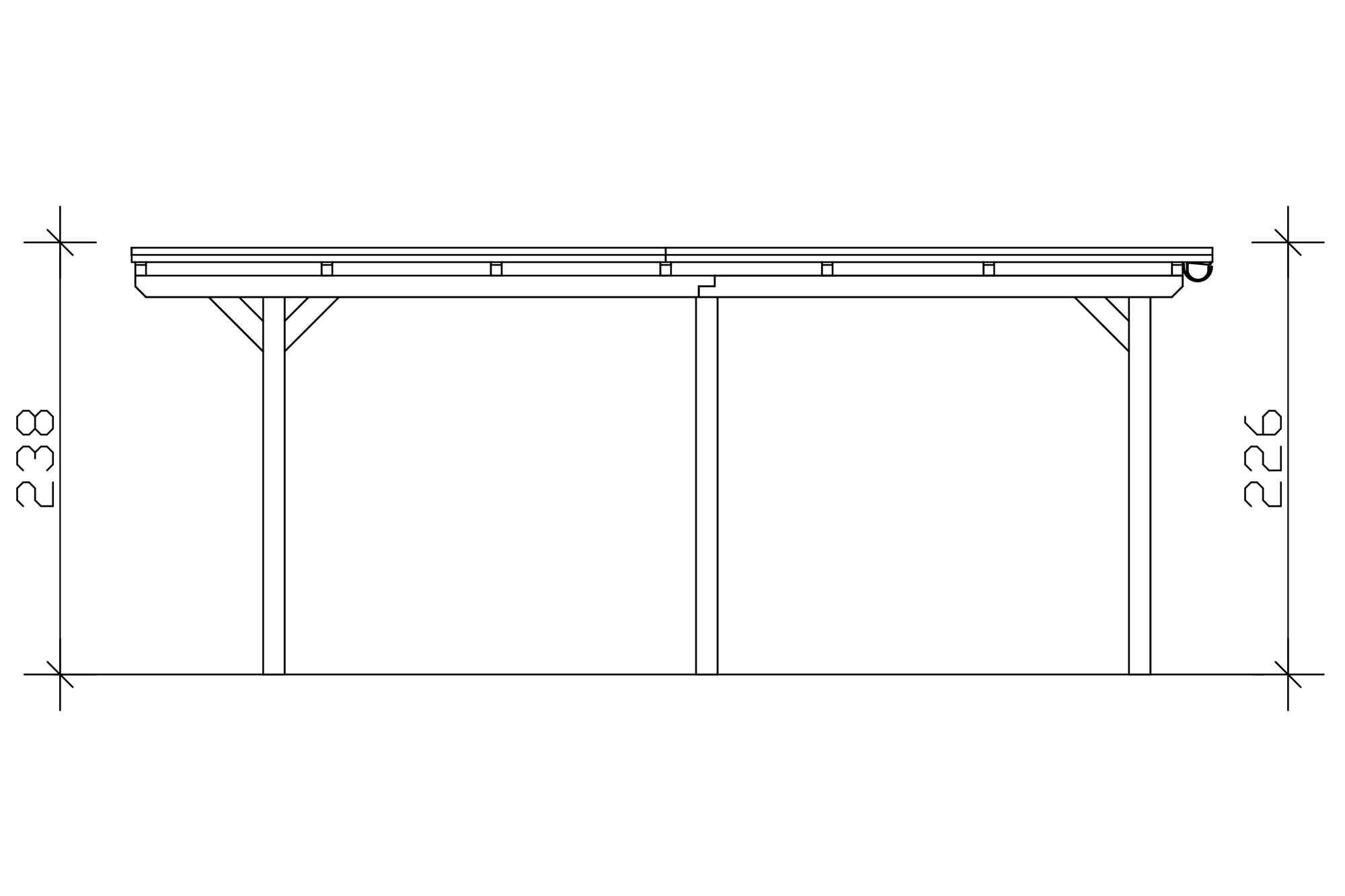 Carport Emsland 340 x 604 cm mit EPDM-Dach, nussbaum
