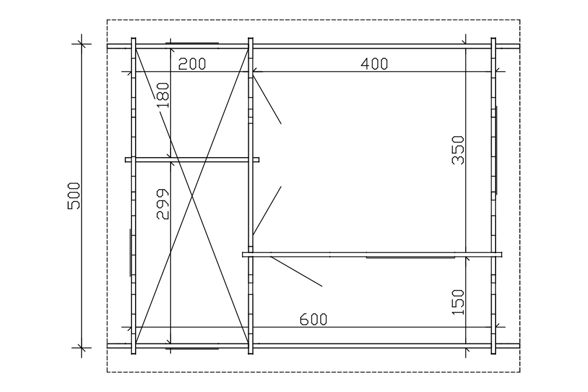 Zahradní domek ONTARIO 70plus, 600 x 500 cm, 28 mm profilové bednění s perem a drážkou, neošetřené