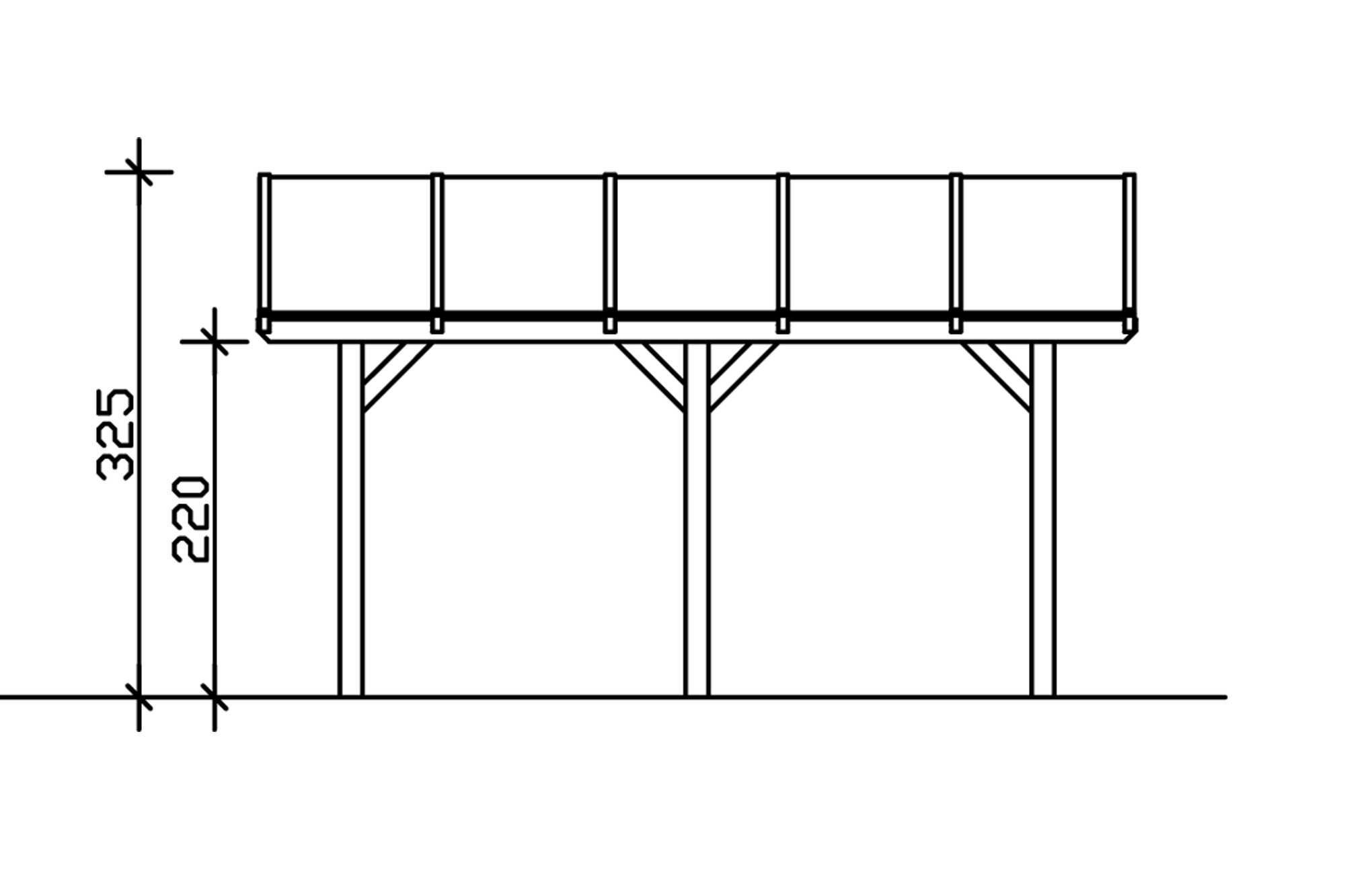 Carport Franken 635 x 541 cm, onbehandeld, met polycarbonaatplaten