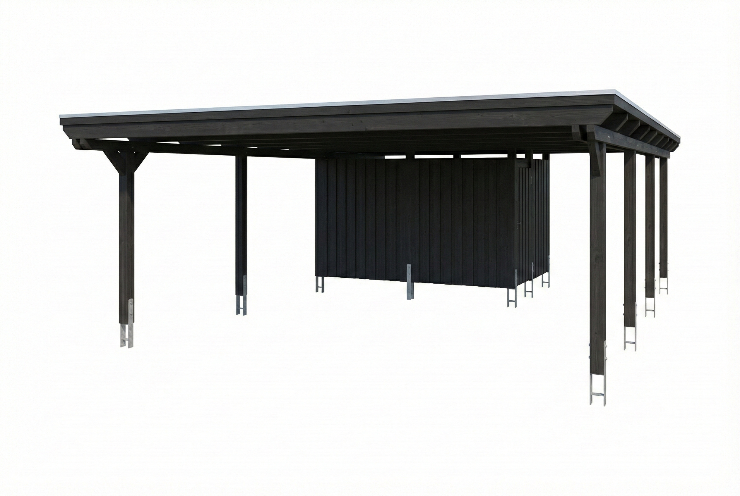 Carport Emsland 609 x 846 cm mit EPDM-Dach, mit Abstellraum, anthrazit