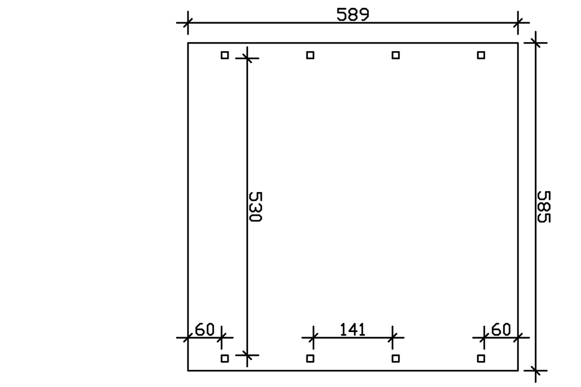 Carport Spreewald 585 x 589 cm with aluminium roof, black fascia