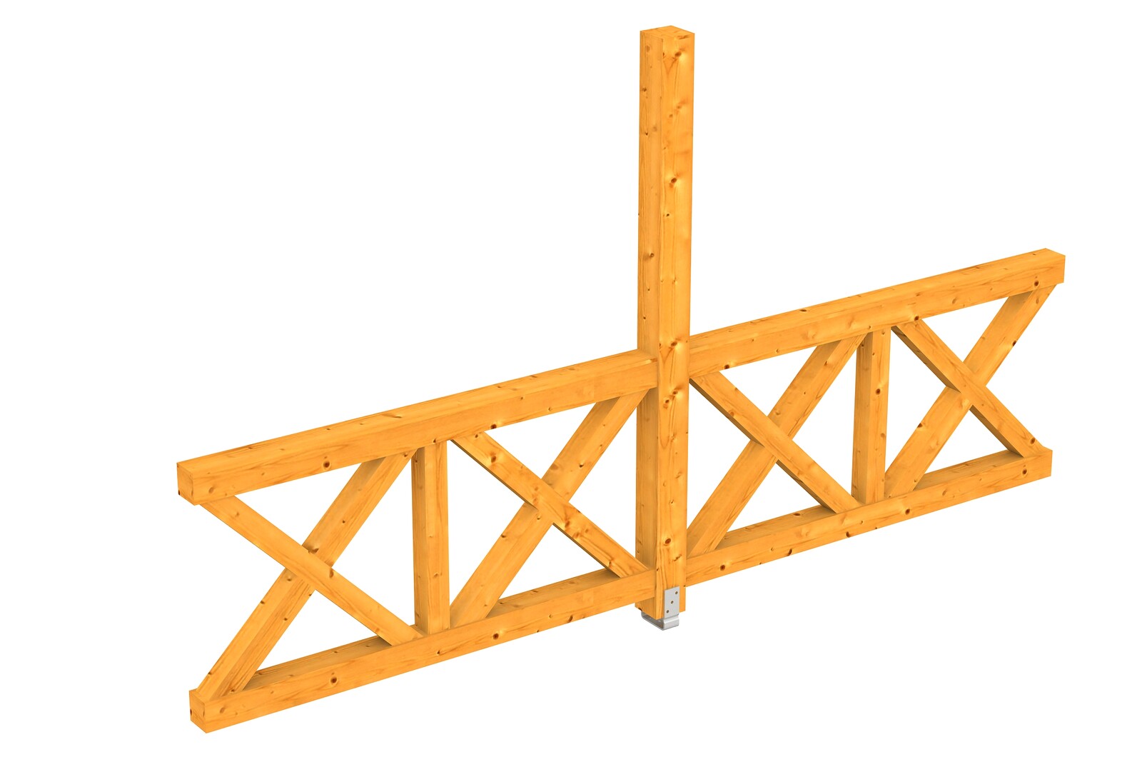 Seitenwand Andreaskreuz (FS) 343 x 210 cm, Fichte, eiche hell