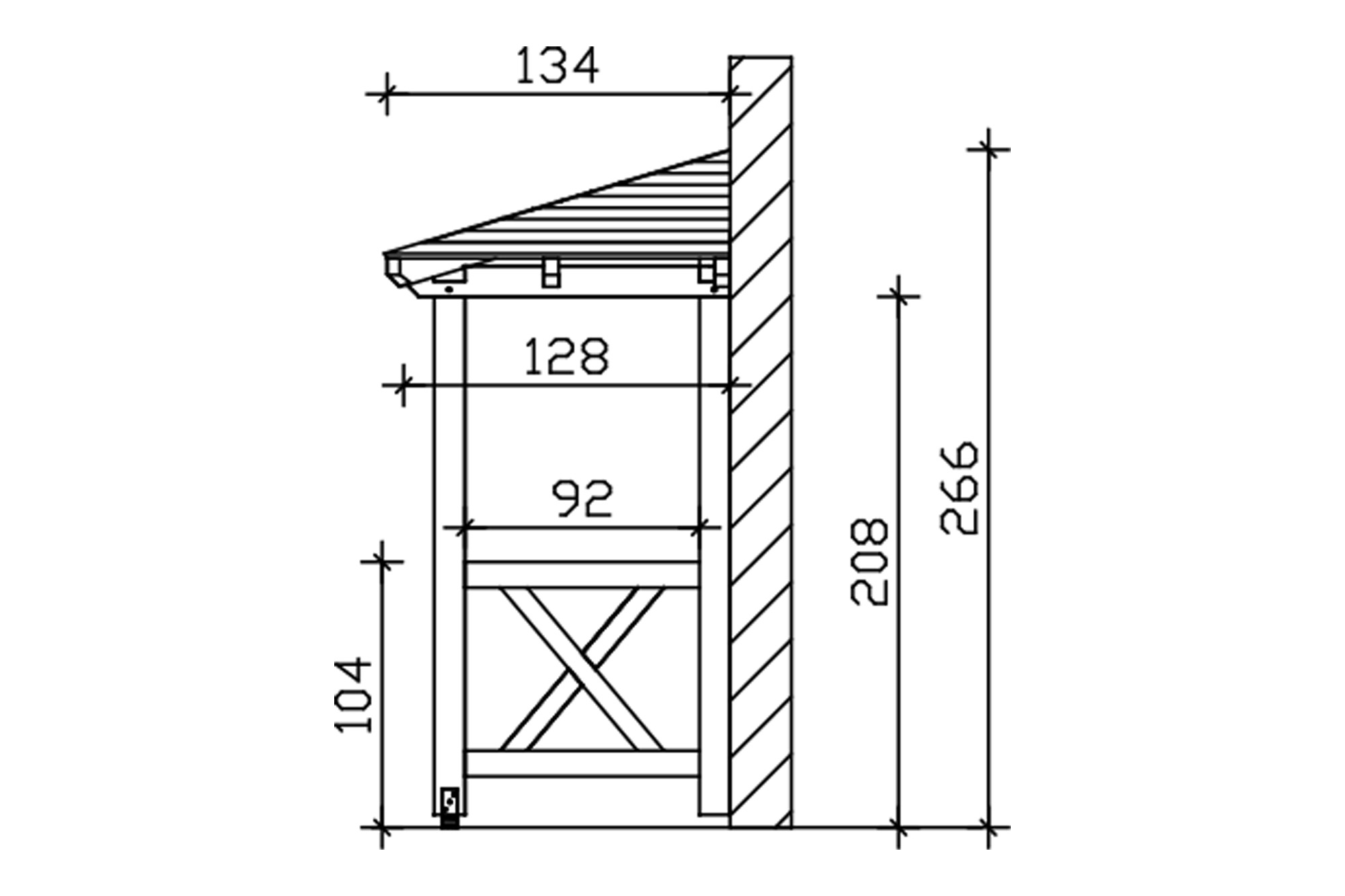Vordach Wismar Typ 5, 351 x 134 cm, eiche hell