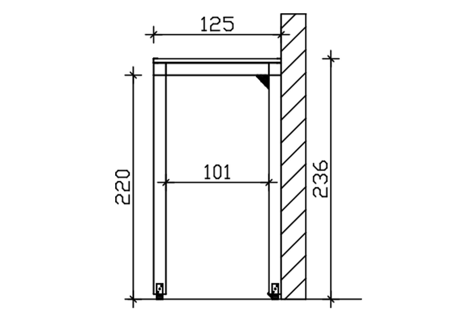 Grafik (Schnitt): Vordach Flensburg 