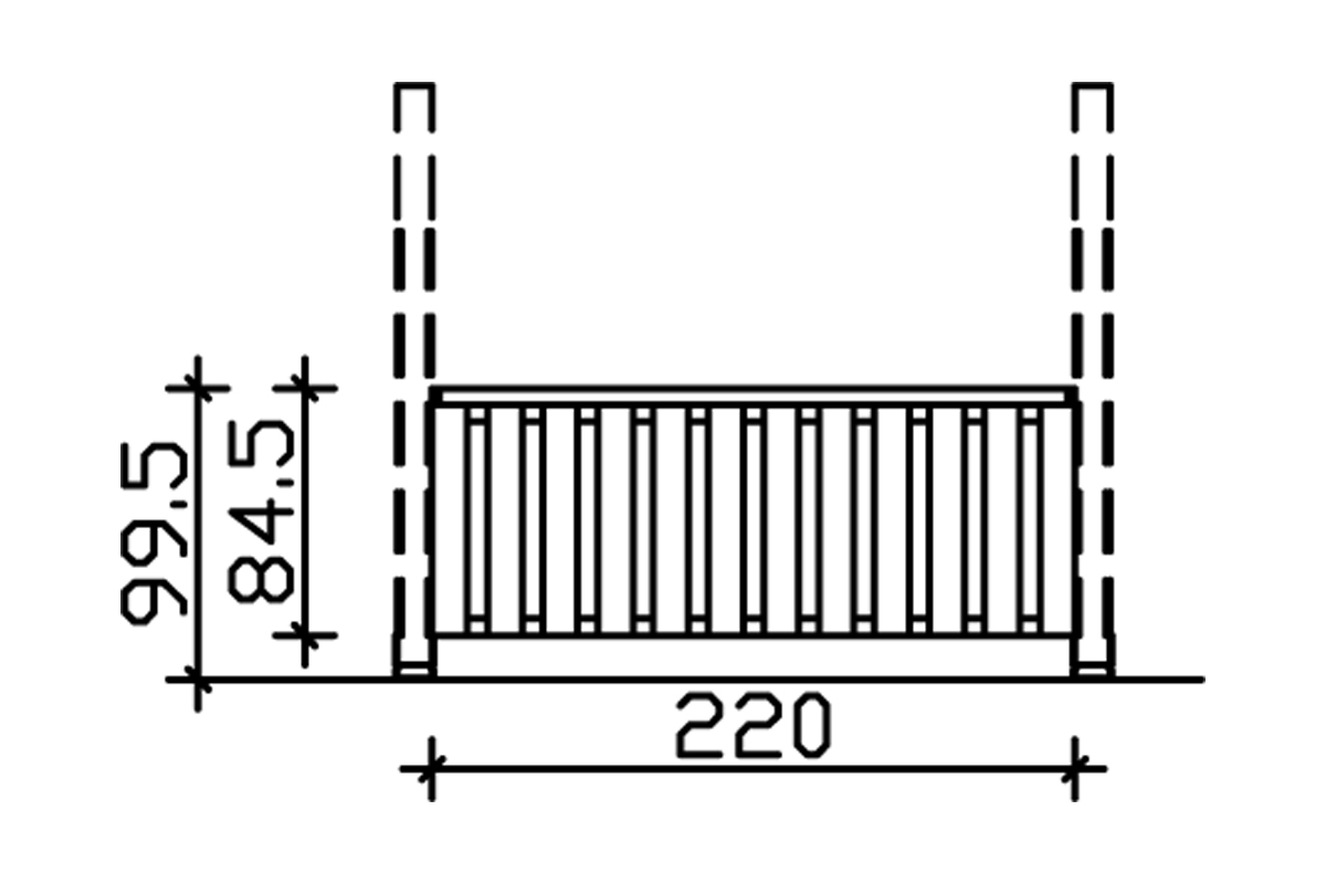 Brüstung Deckelschalung 220 x 84 cm, Douglasie, nussbaum