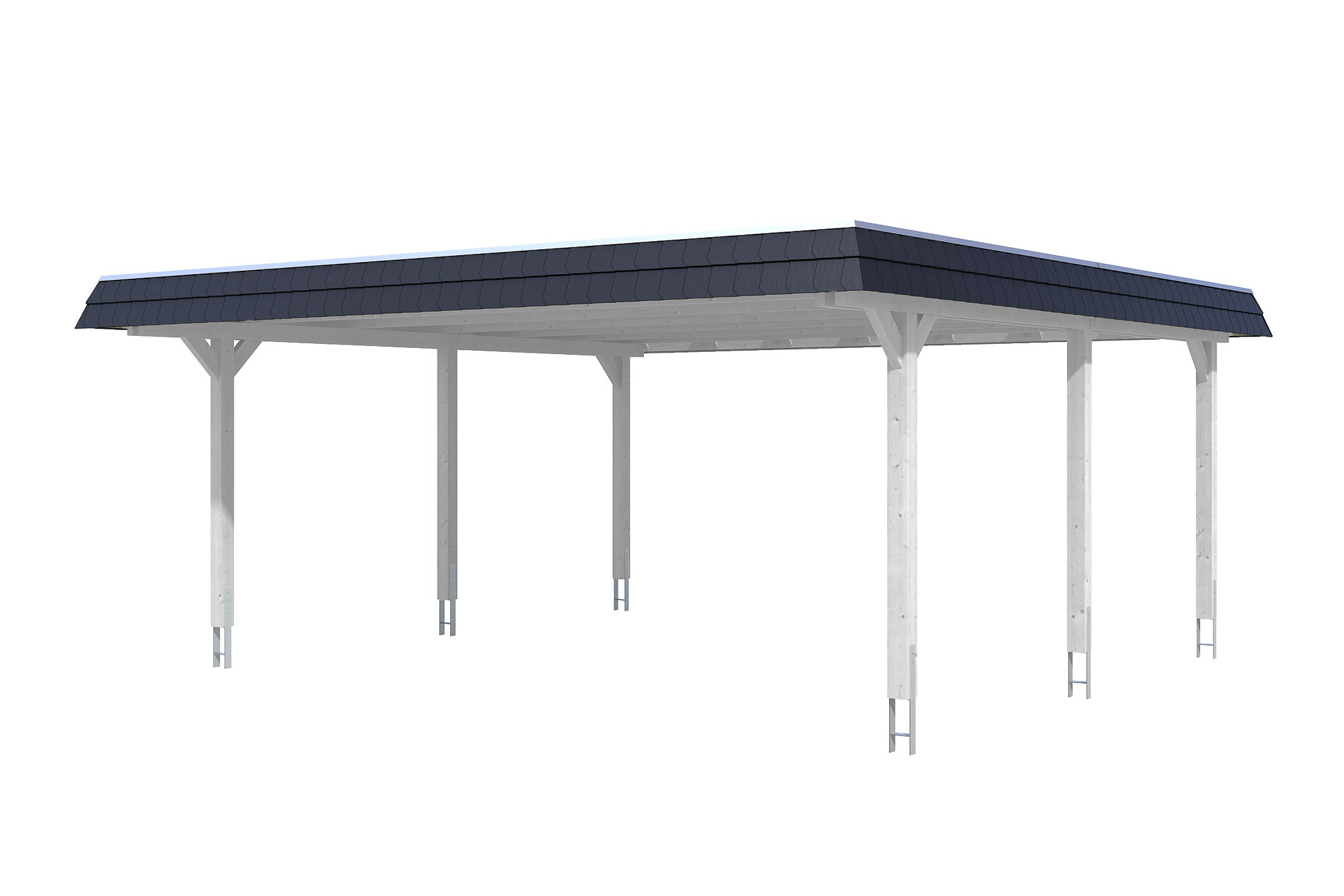 Produktbild: Carport Wendland 630 x 637 cm, mit schwarzer Blende, farblich behandelt in weiß