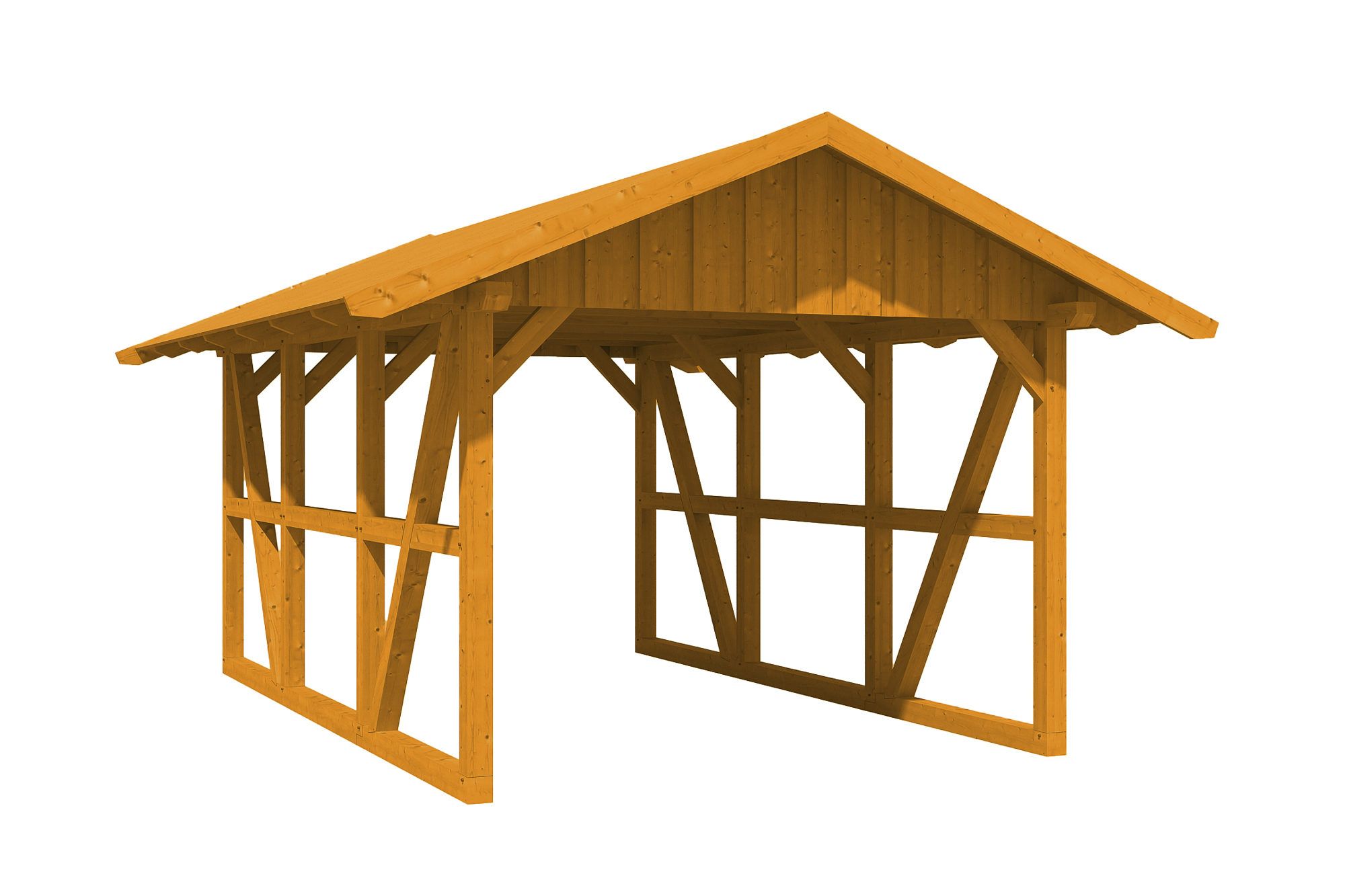 Produktbild: Carport Schwarzwald 424 x 600 cm, mit Dachschalung, farblich behandelt in eiche hell