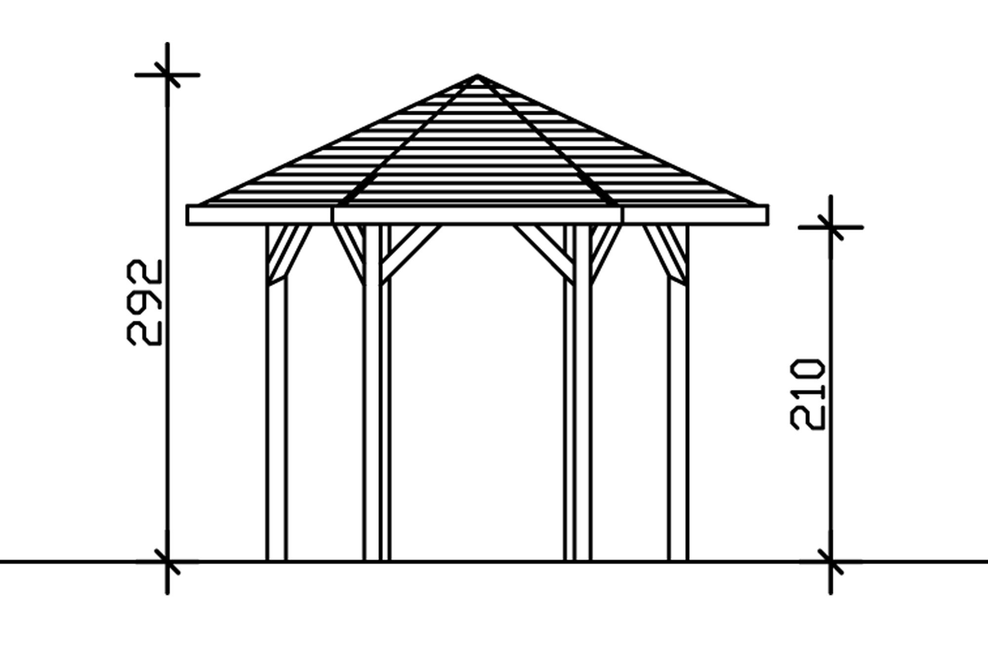 Paviljoen Nancy maat 1, Ø 360 cm, zeshoekig, onbehandeld