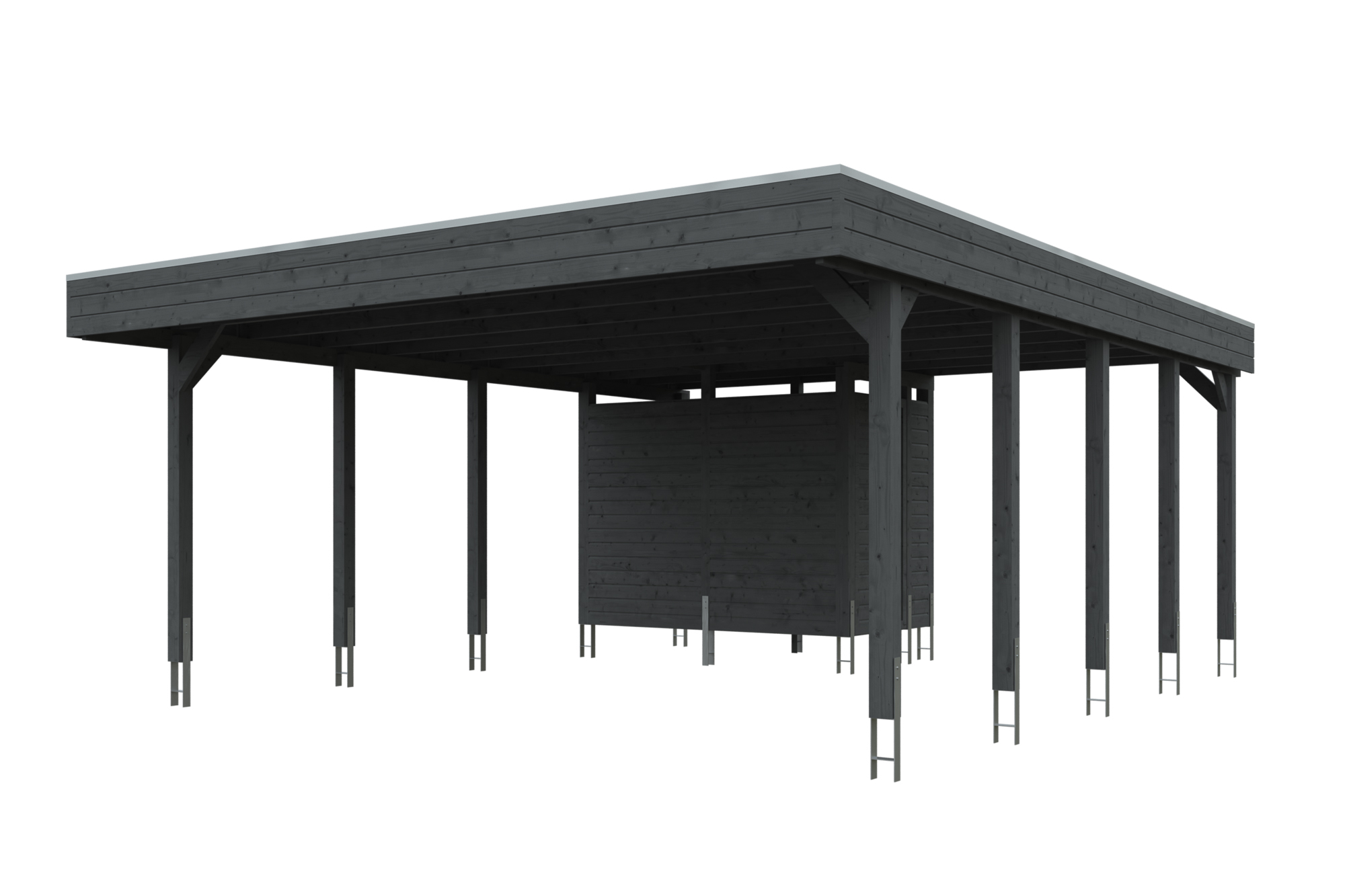 Produktbild: Carport Friesland 557 x 708 cm, mit Abstellraum, farblich behandelt in schiefergrau