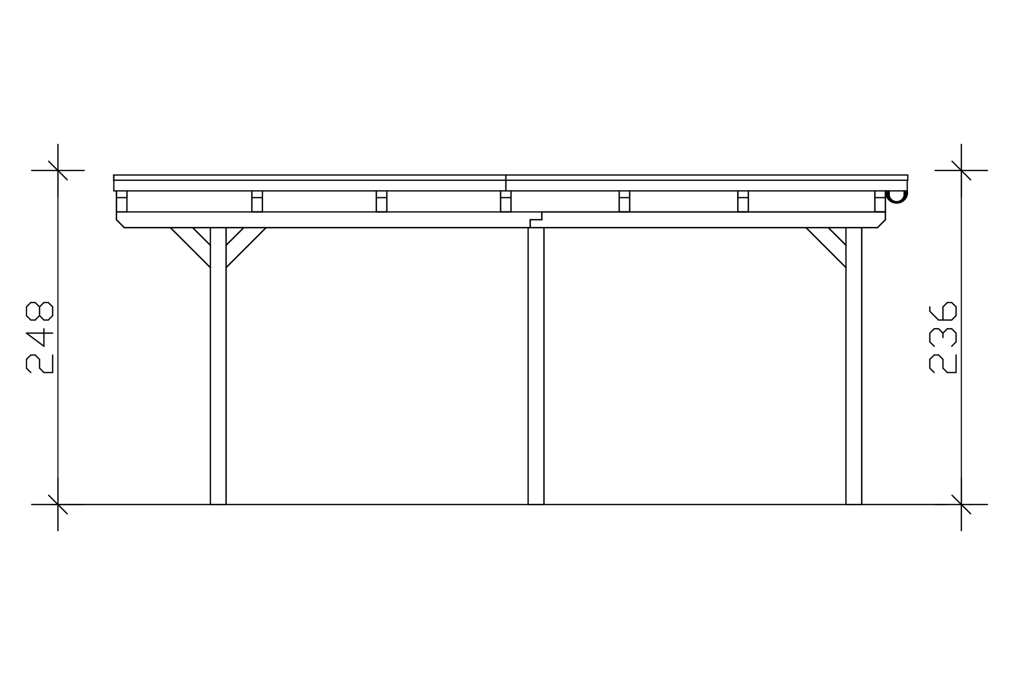 Carport Emsland 609 x 604 cm mit EPDM-Dach, eiche hell