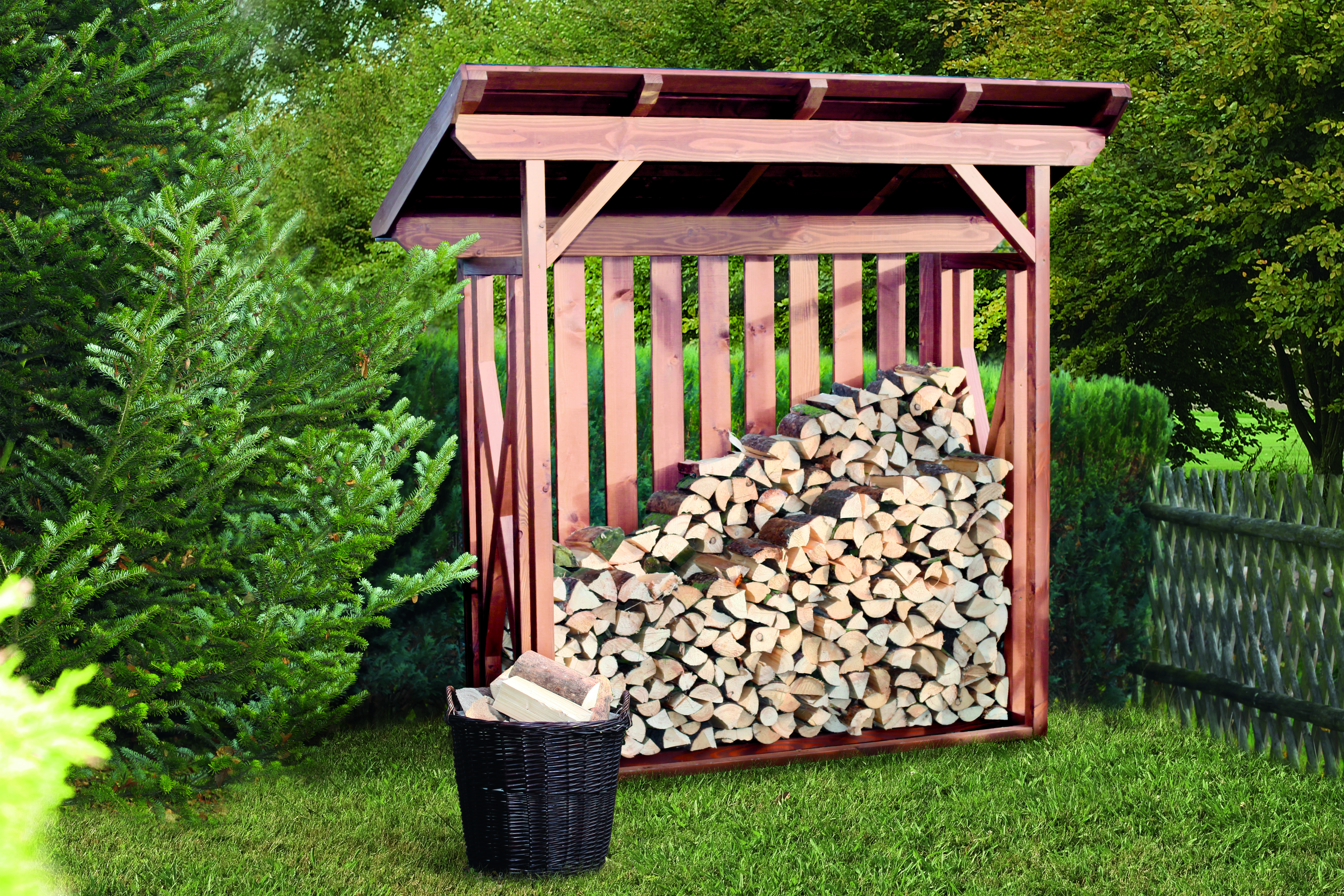 Abri bûches LARS 1, 240x102cm, traitement coloré noyer