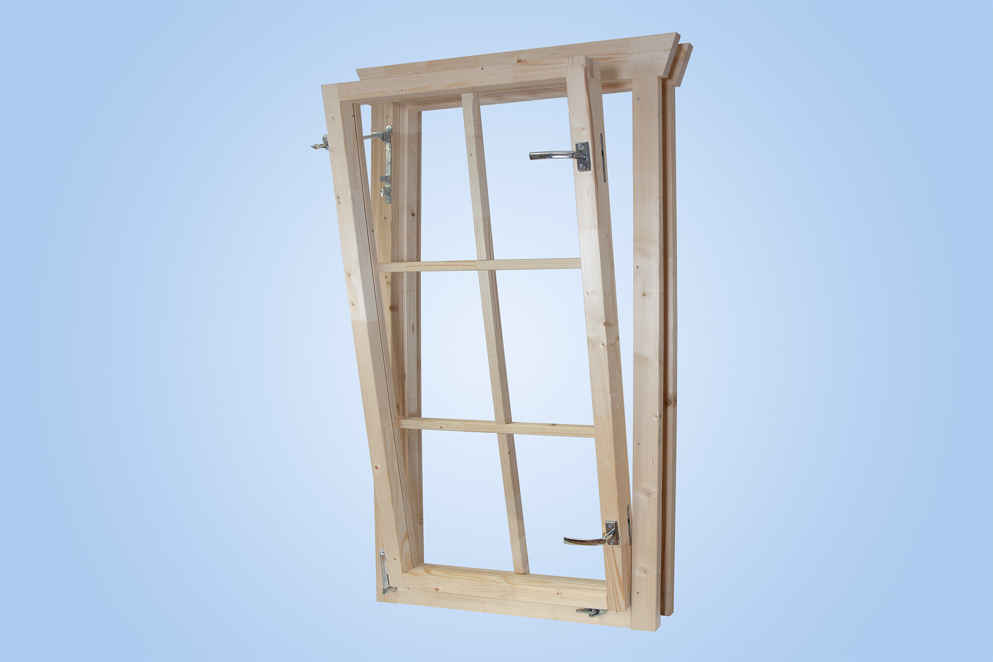 Single window, left hinge 57,5x123,5cm, 45mm, untreated