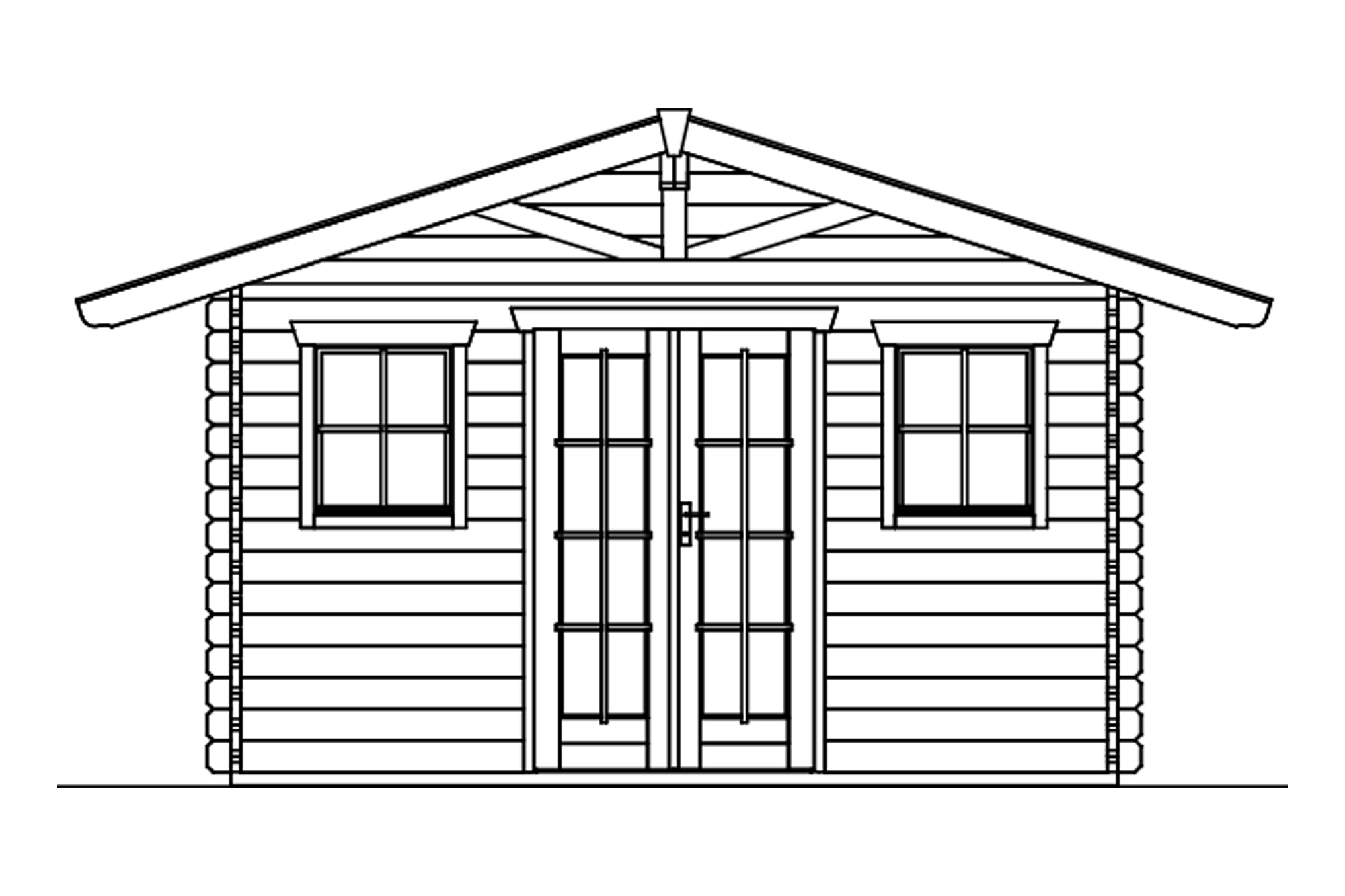 Abri de jardin DAVOS 1, 380x300cm, 45mm, non traité