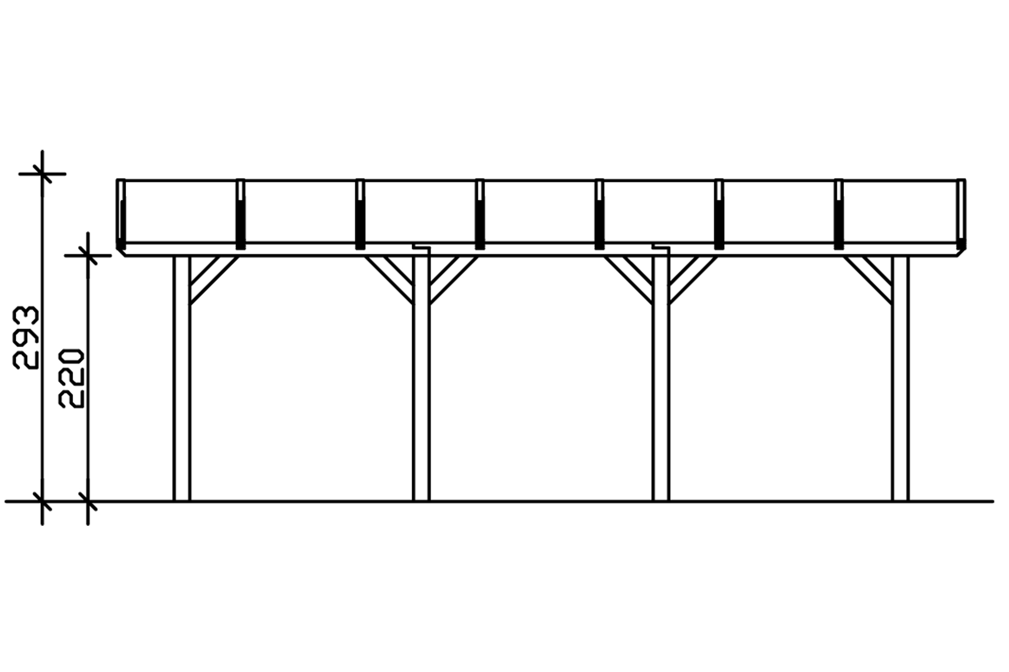 Grafik (Schnitt): Carport Franken 376 x 755 cm