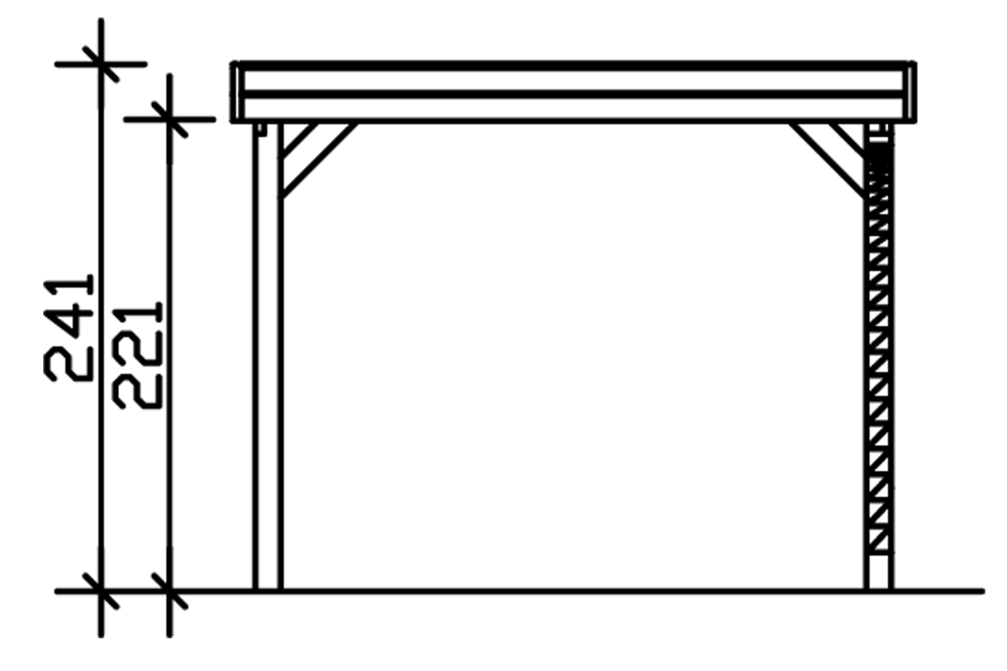 Grafik (Vorderansicht): Carport Friesland 314 x 555 cm mit 1 Einfahrtsbogen