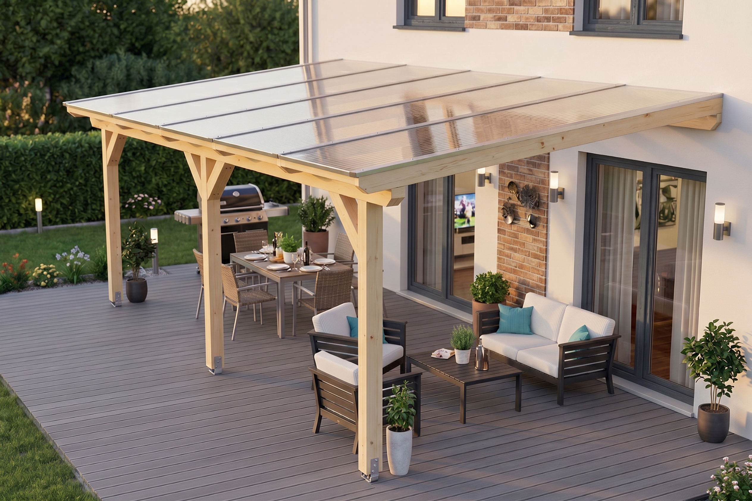 Terrassenüberdachung Andria 541 x 400 cm, Leimholz, natur
