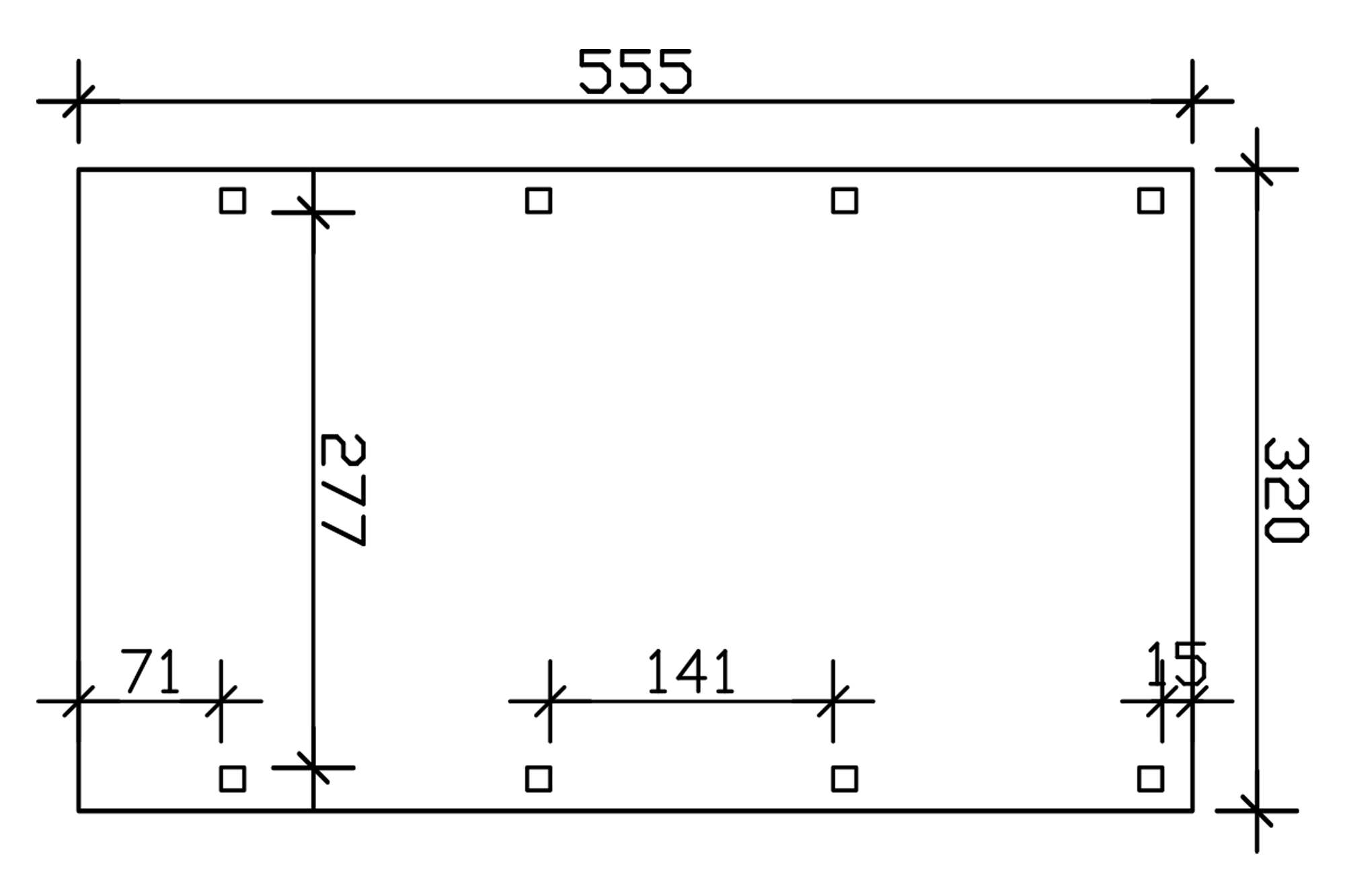 Carport Friesland 320 x 555 cm, mit Stahl-Dachplatten, grün imprägniert