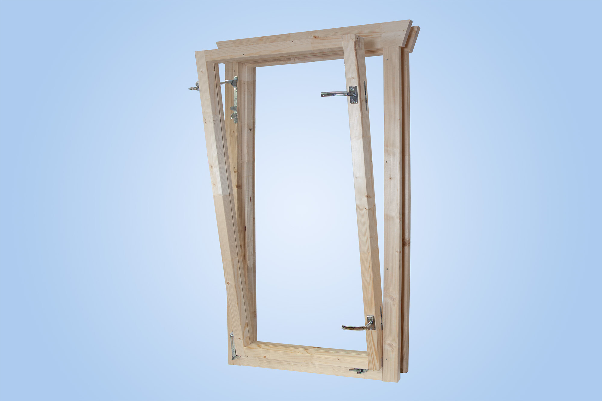 Single window, left hinge 57,5x123,5cm, 45mm, untreated