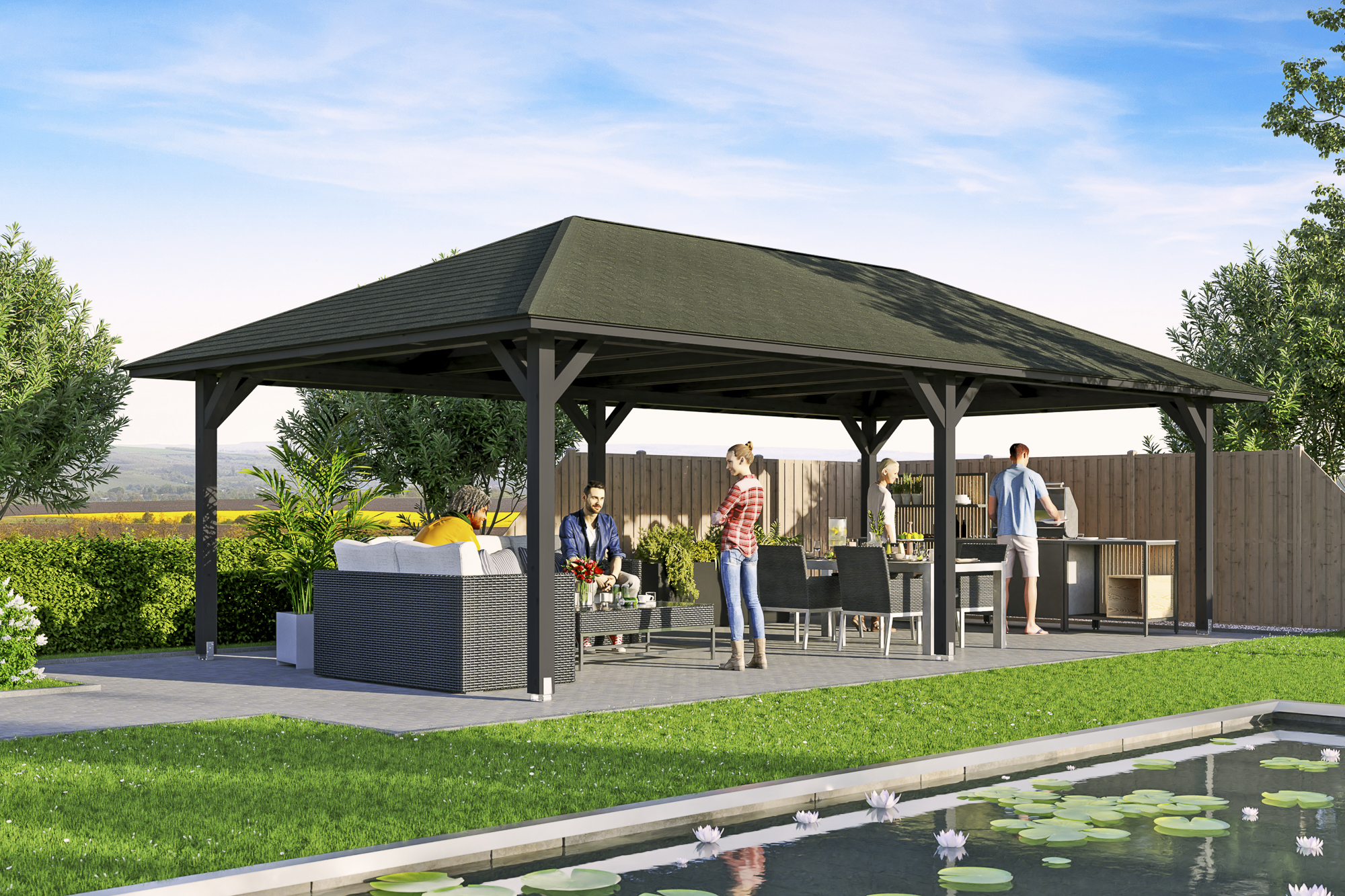 Ambientebild: Pavillon Orleans 3, farblich behandelt in anthrazit