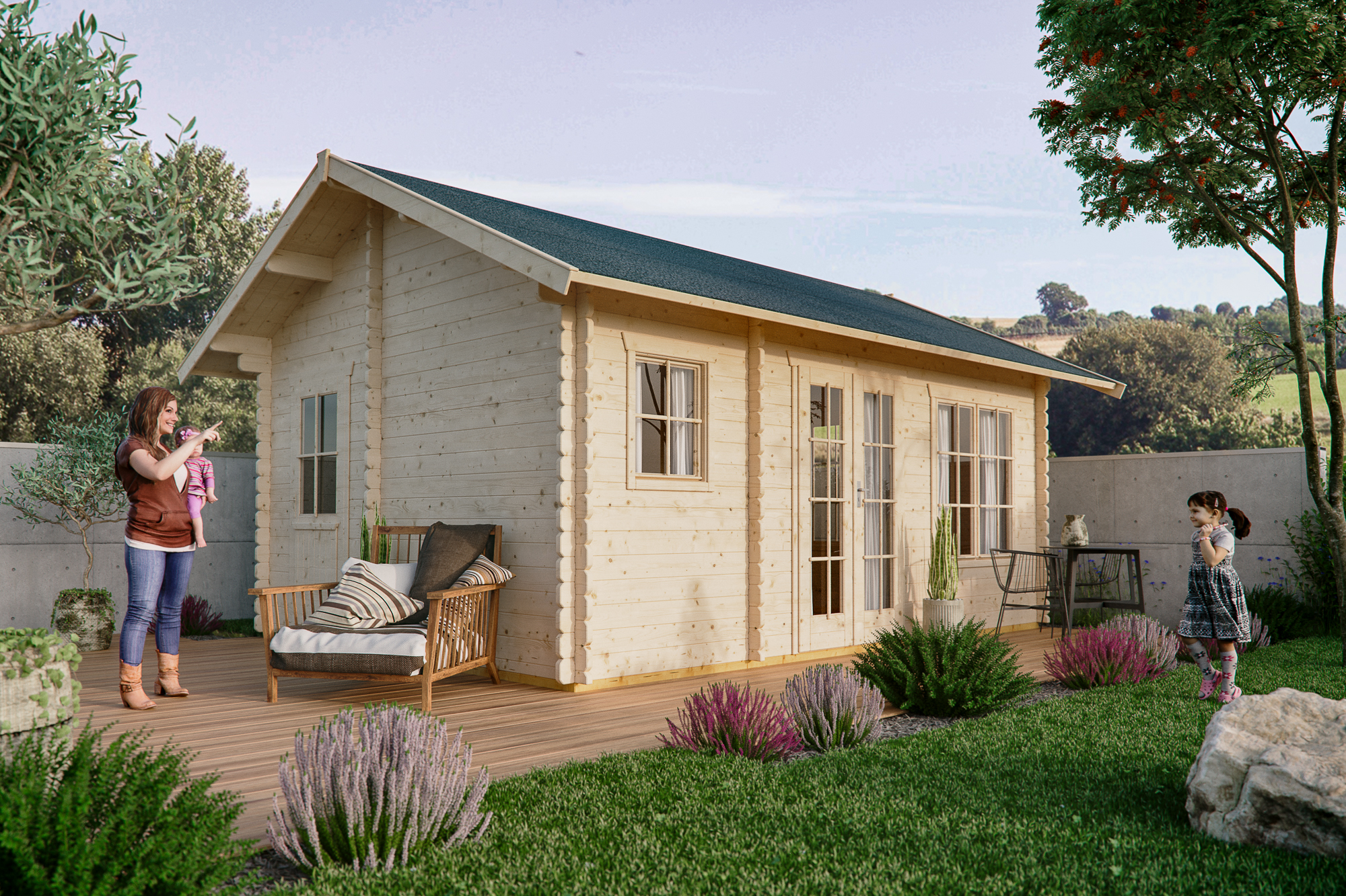 Abri de jardin ESBJERG 1, 380x520cm, 45mm, non traité