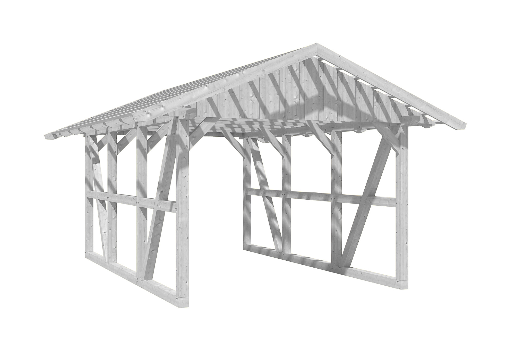 Carport Schwarzwald 424 x 600 cm, weiß, mit Dachlattung
