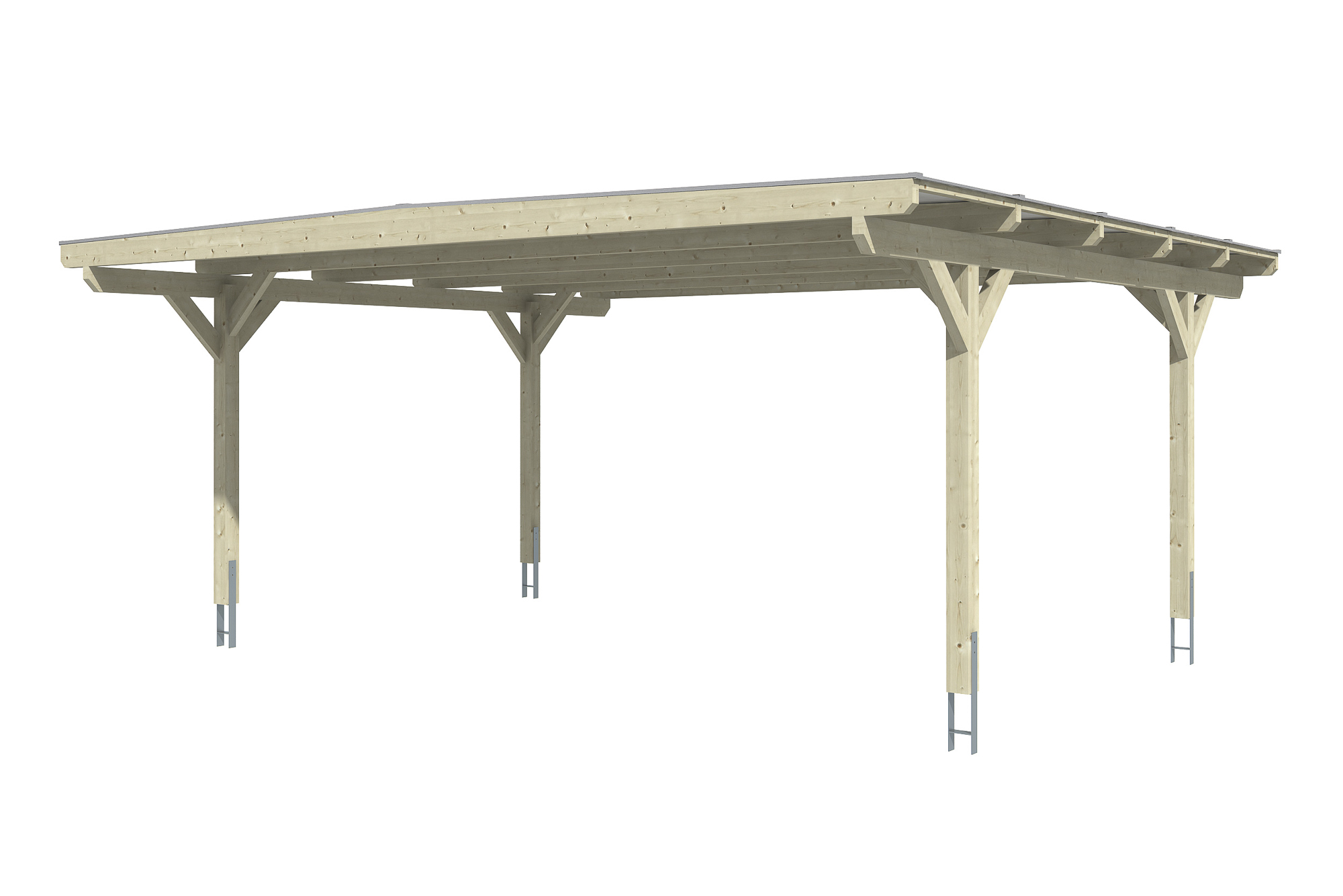 Carport Odenwald 640 x 541 cm, onbehandeld, met polycarbonaatplaten