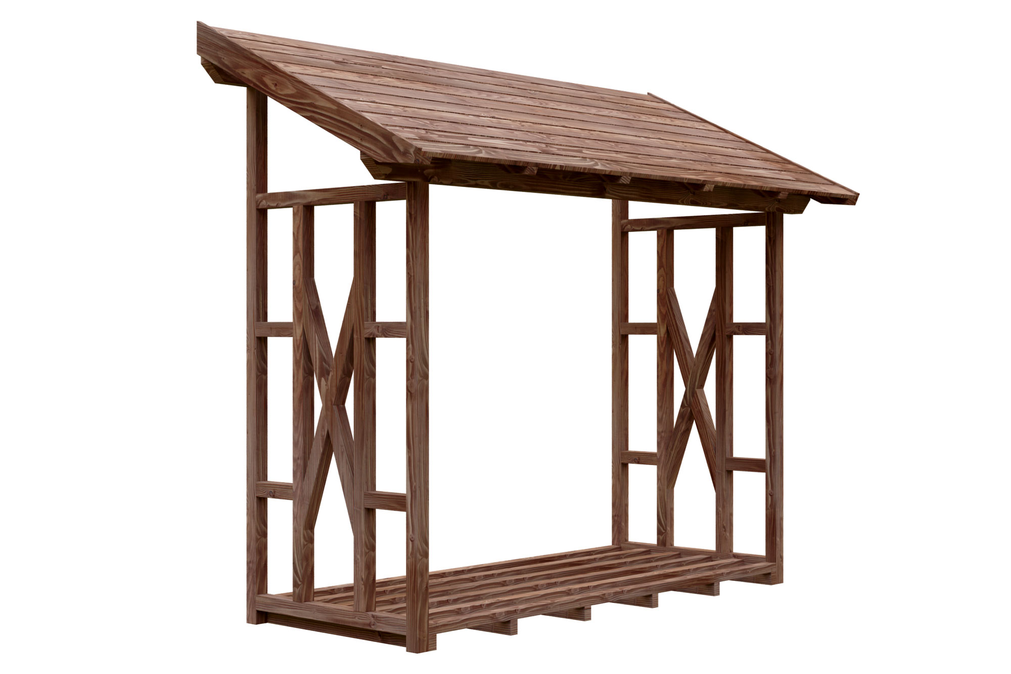 Abri bûches PAUL 2, 290x126cm, traitement coloré noyer