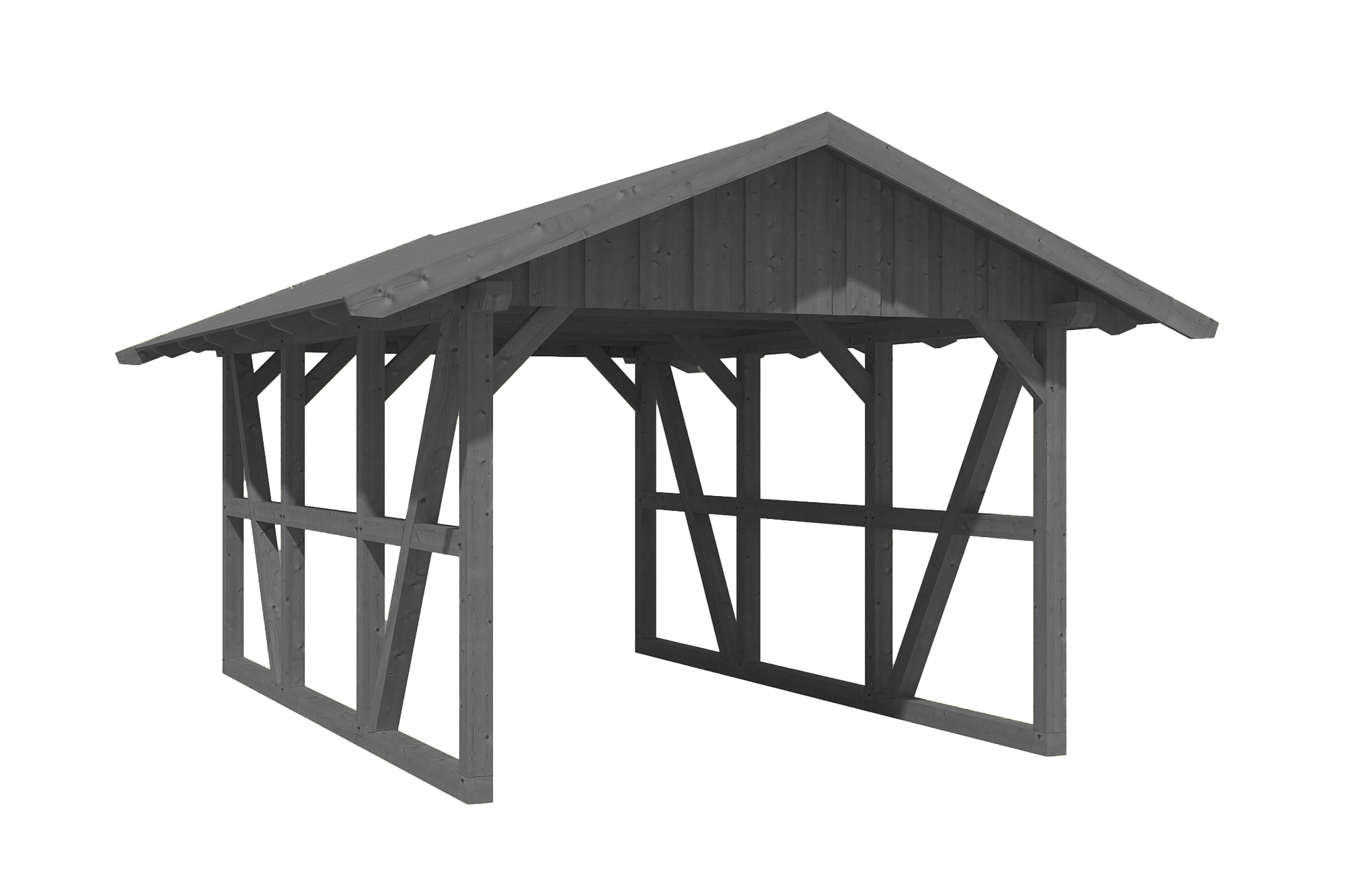 Produktbild: Carport Schwarzwald 424 x 600 cm, mit Dachschalung, farblich behandelt in schiefergrau