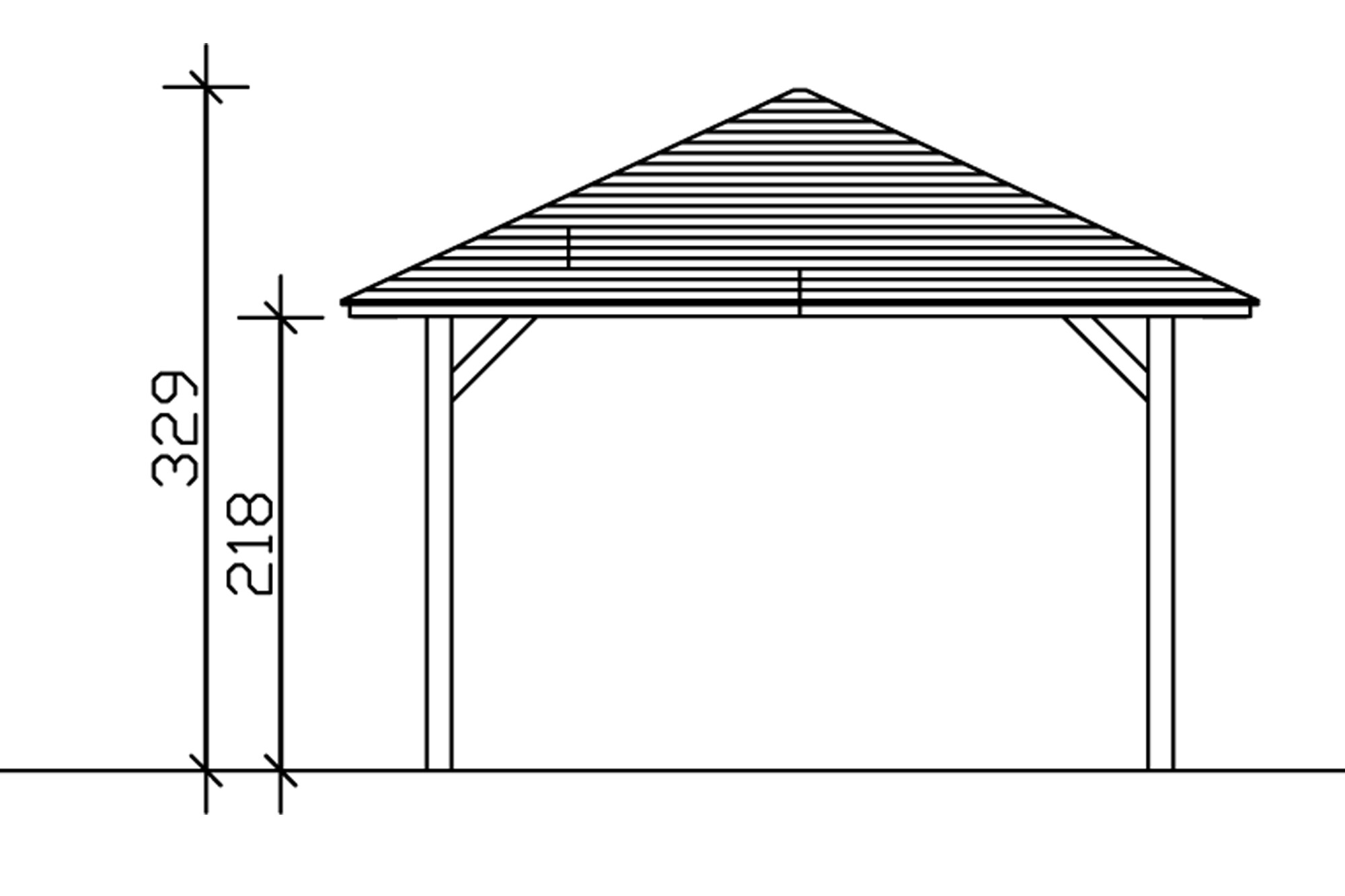 Paviljoen Orleans maat 2, 439 x 786 cm, vierhoekig, gelakt in wit