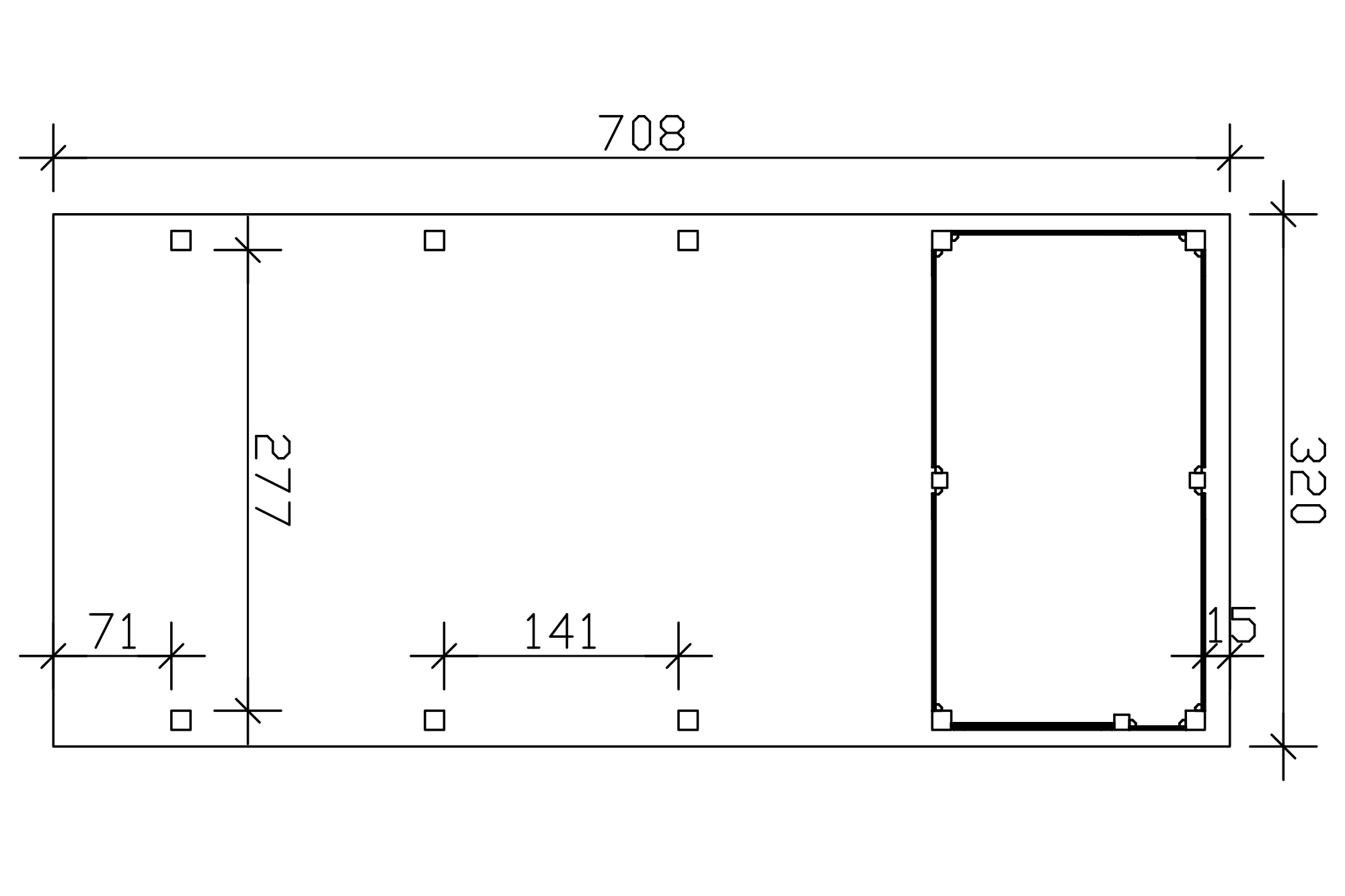 Carport Friesland Set B, 320 x 708 cm, mit Abstellraum, grün imprägniert