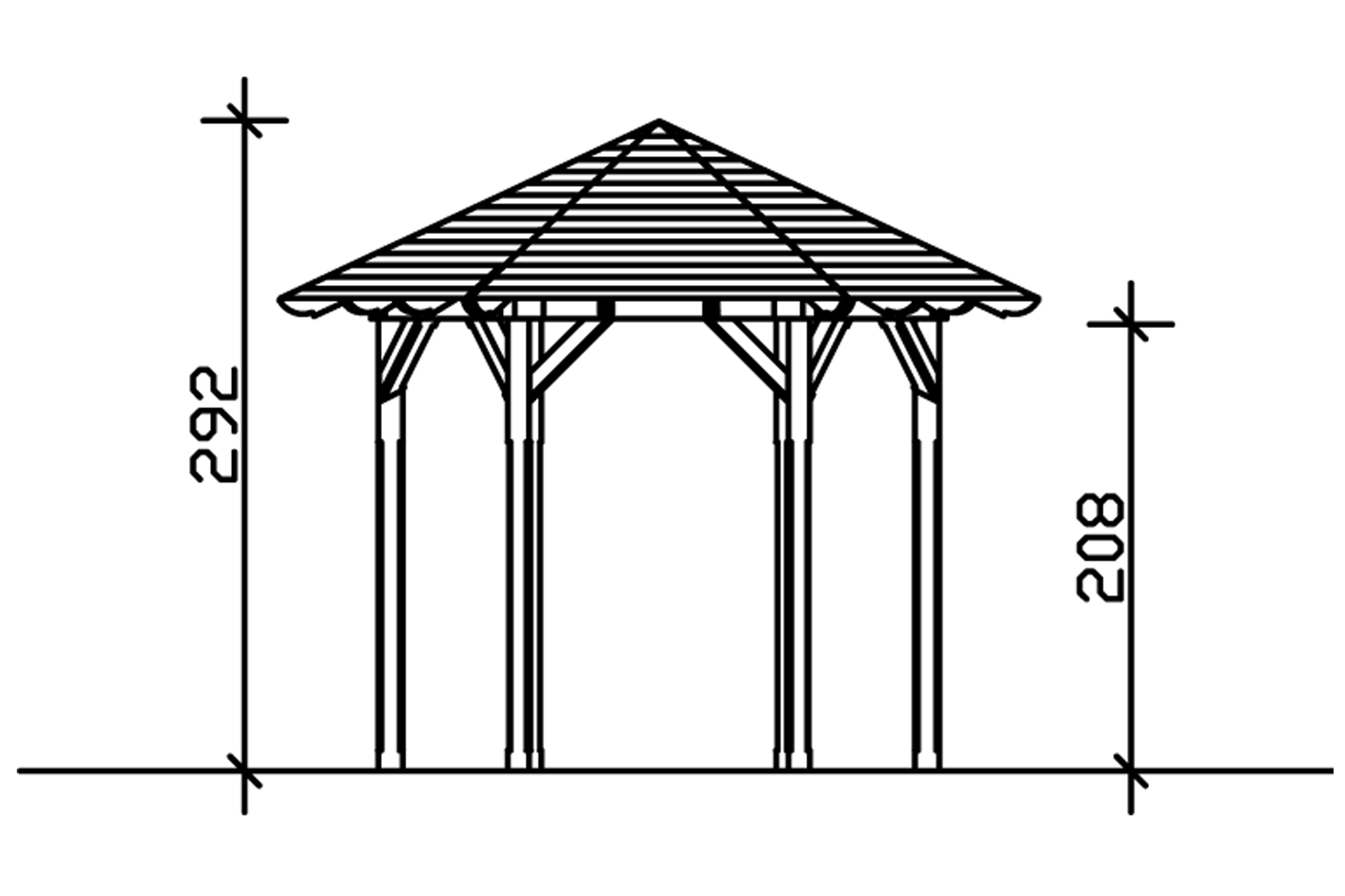 Paviljoen Colmar maat 1, Ø 360 cm, zeshoekig, onbehandeld