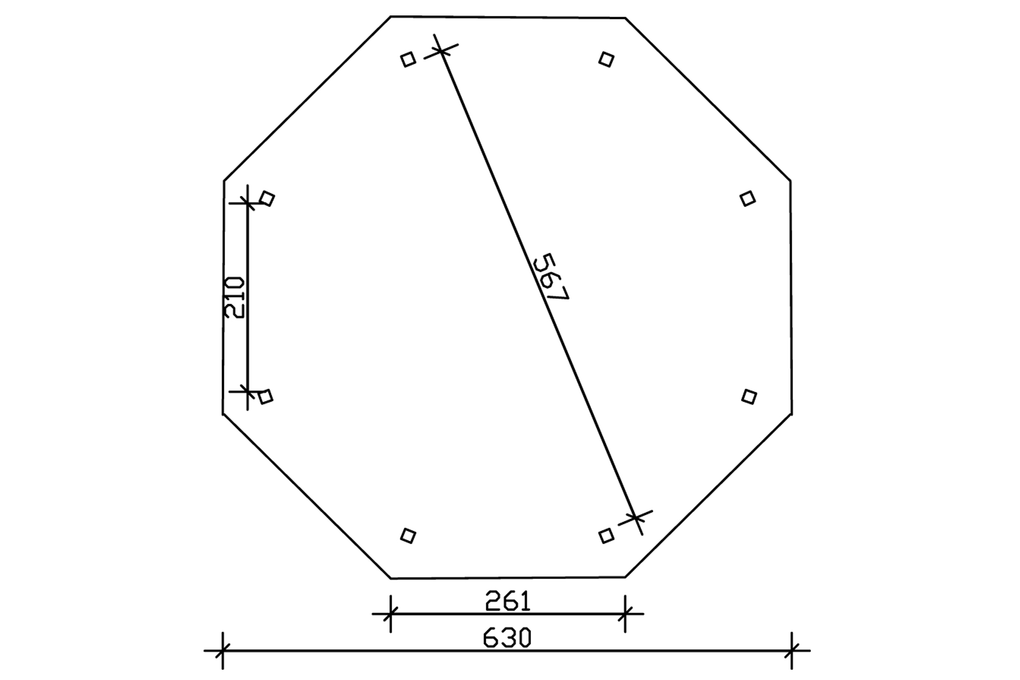 8hranný altán NICE 4, Ø 630 cm, barevně ošetřeno v bílé barvě