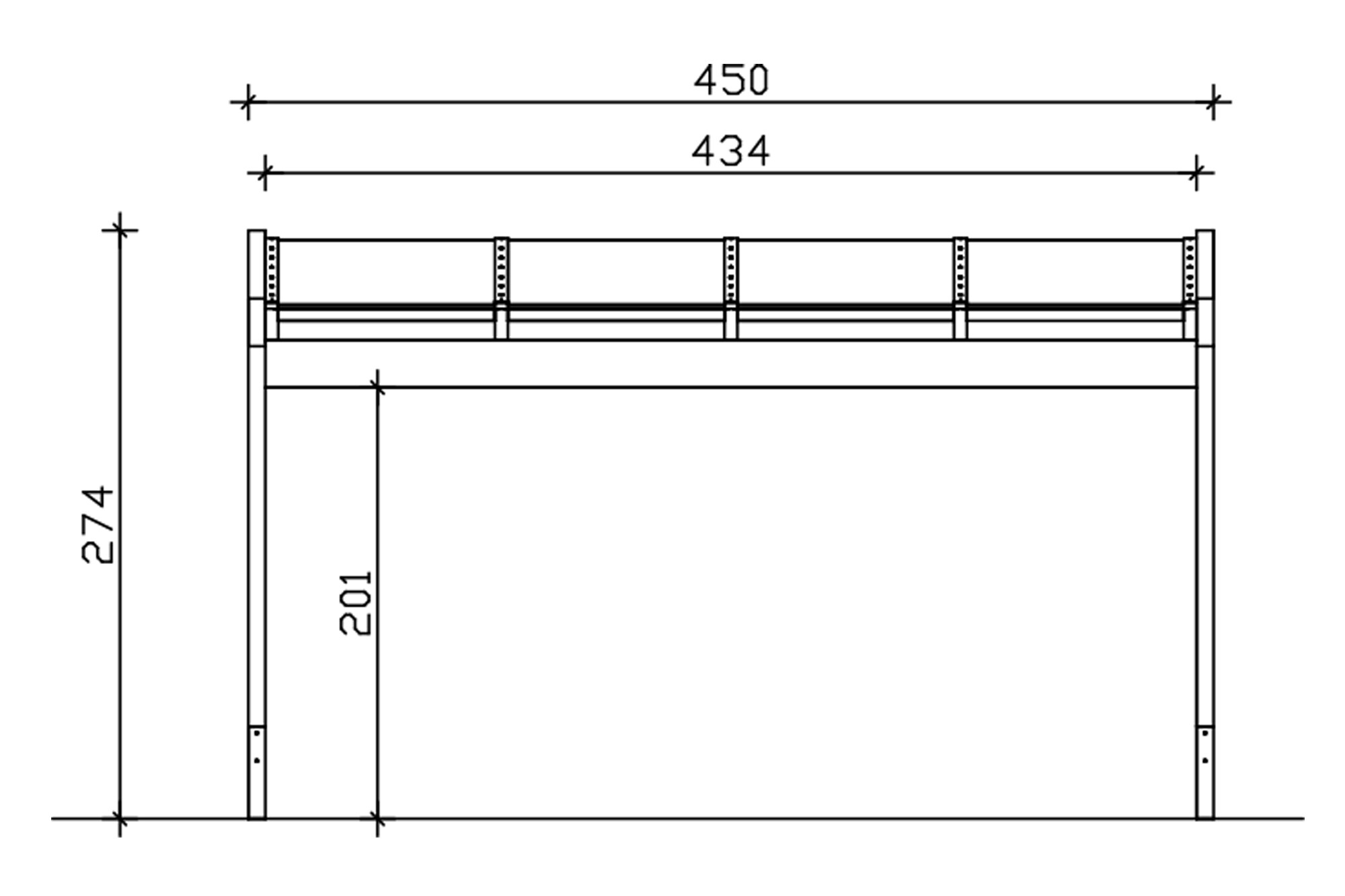 Terrassenüberdachung Novara 450 x 259 cm, Leimholz, natur